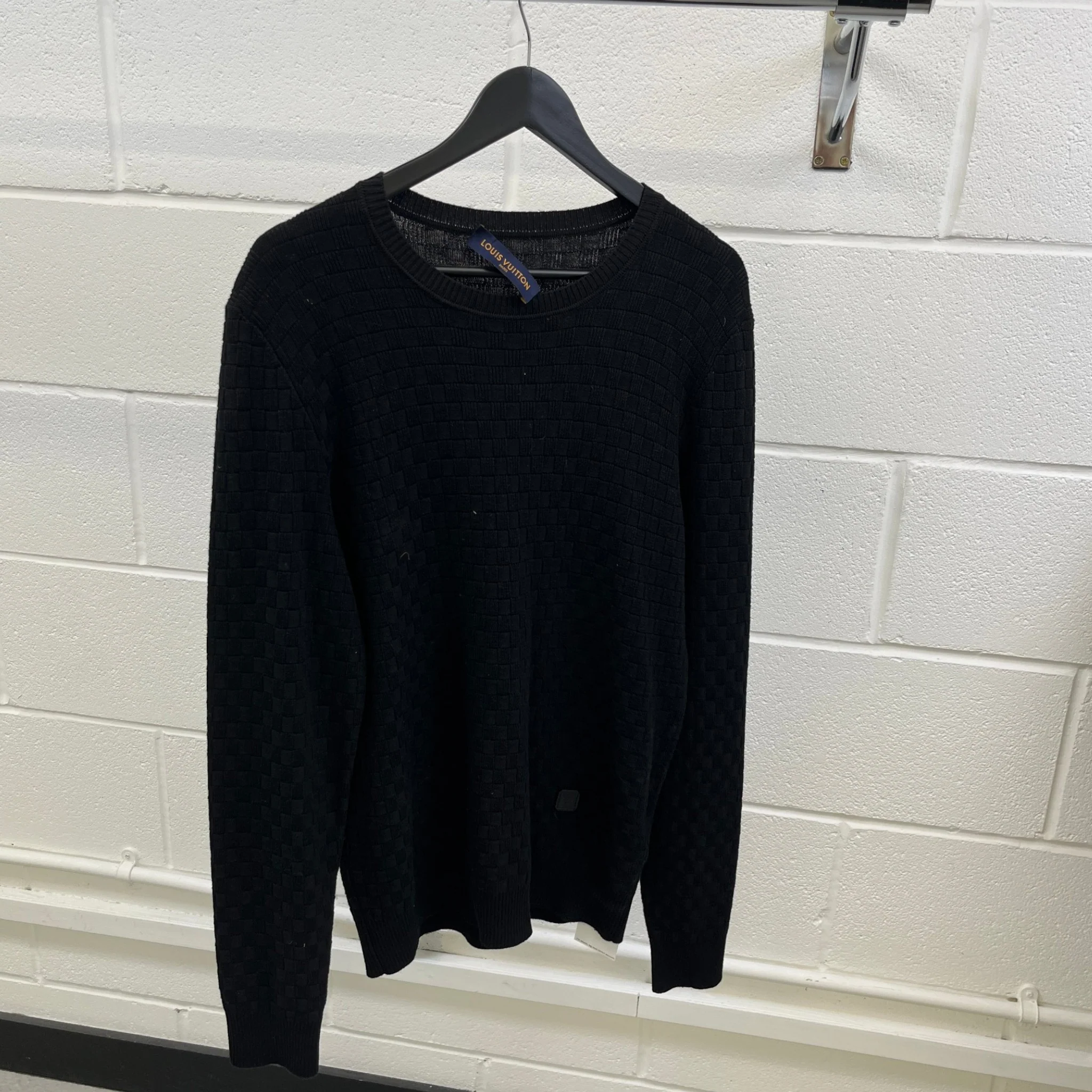 Men's Damier Signature Crewneck Jumper Black Size L - Image 8