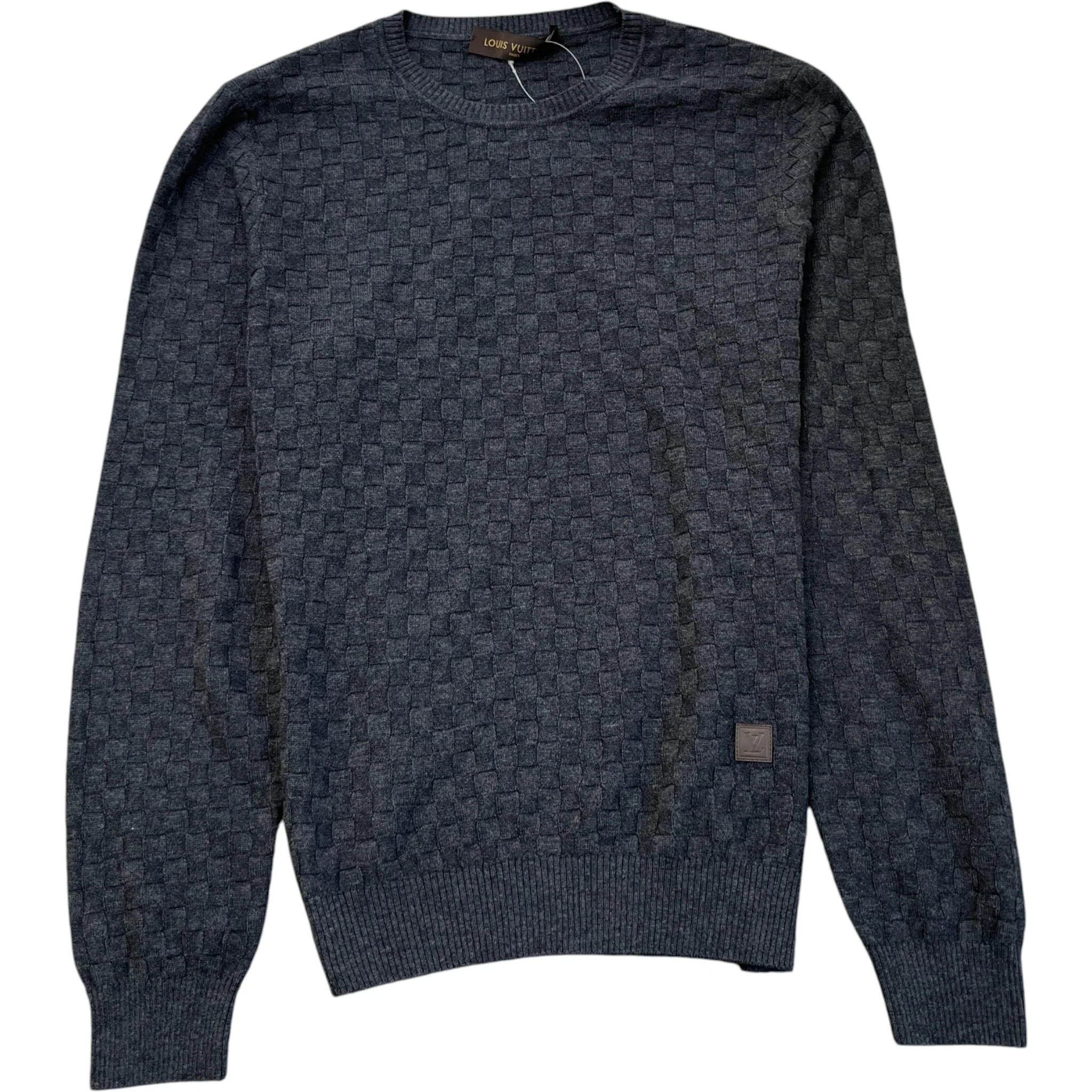 Men's Damier Signature Crewneck Jumper Grey Size M
