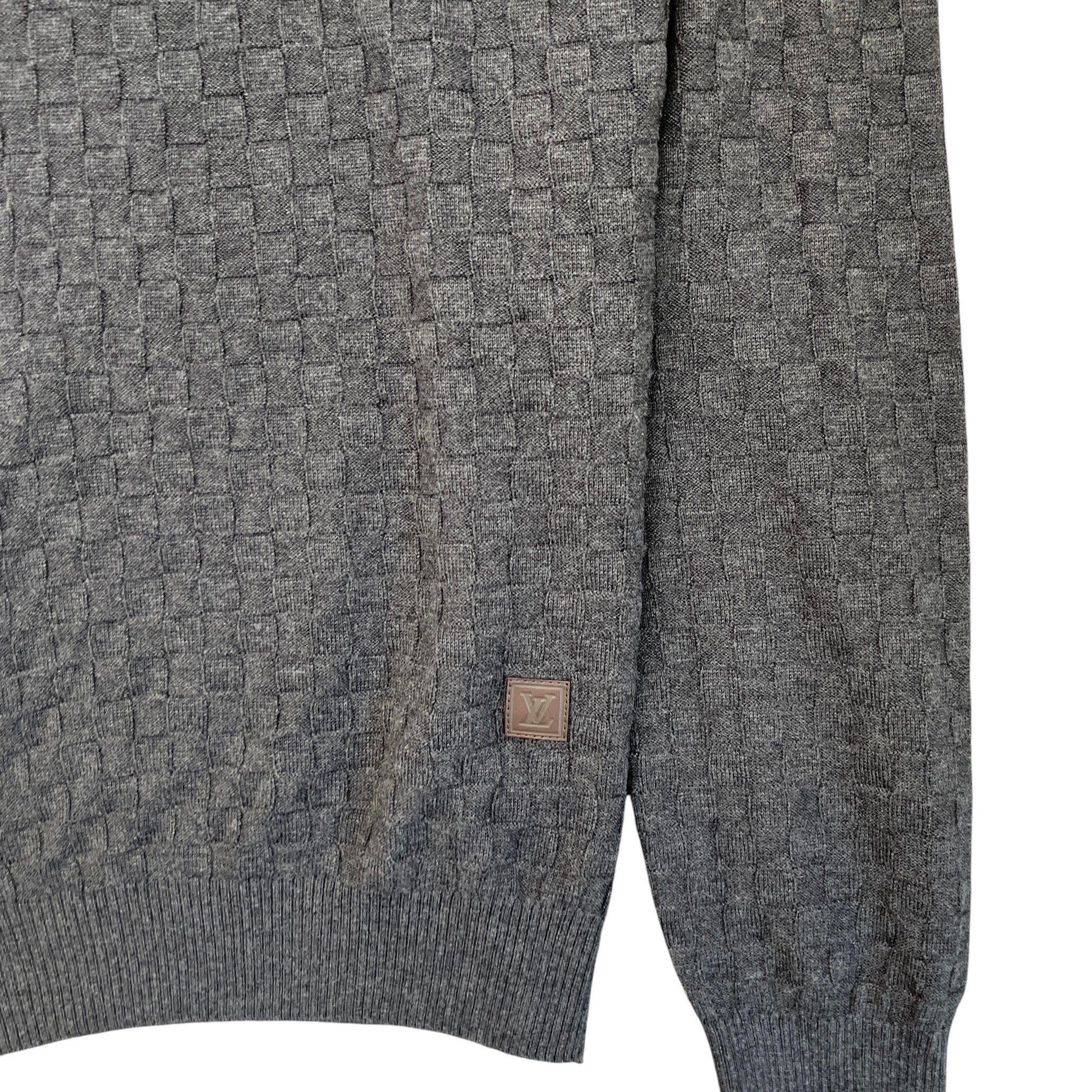 Men's Damier Signature Crewneck Jumper Grey Size M - Image 5