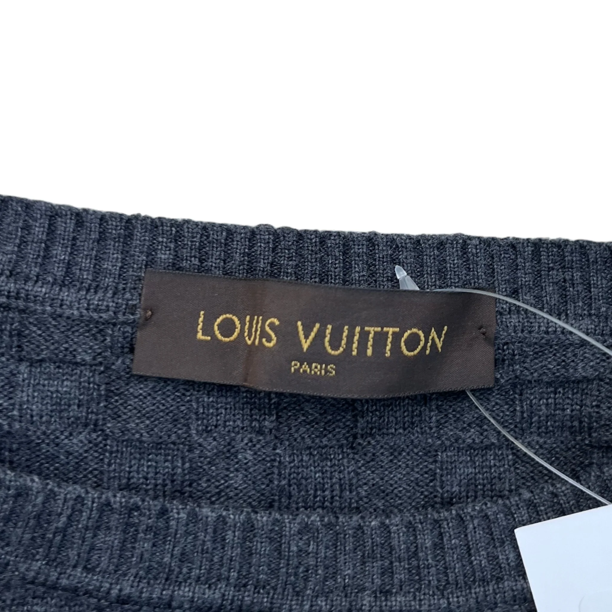 Men's Damier Signature Crewneck Jumper Grey Size M - Image 6