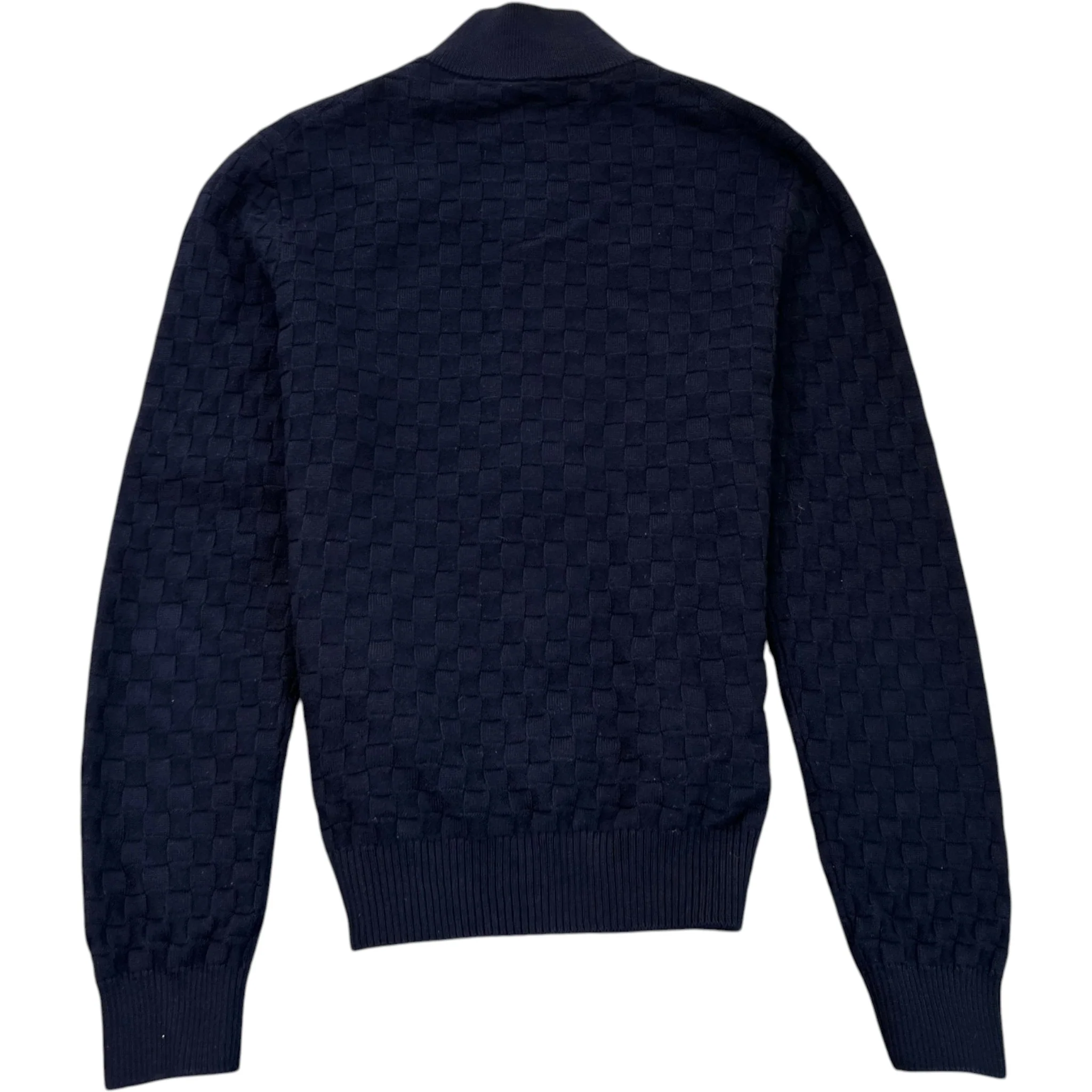 Men's Damier Signature Zip-Through Jumper Navy Size S - Image 2