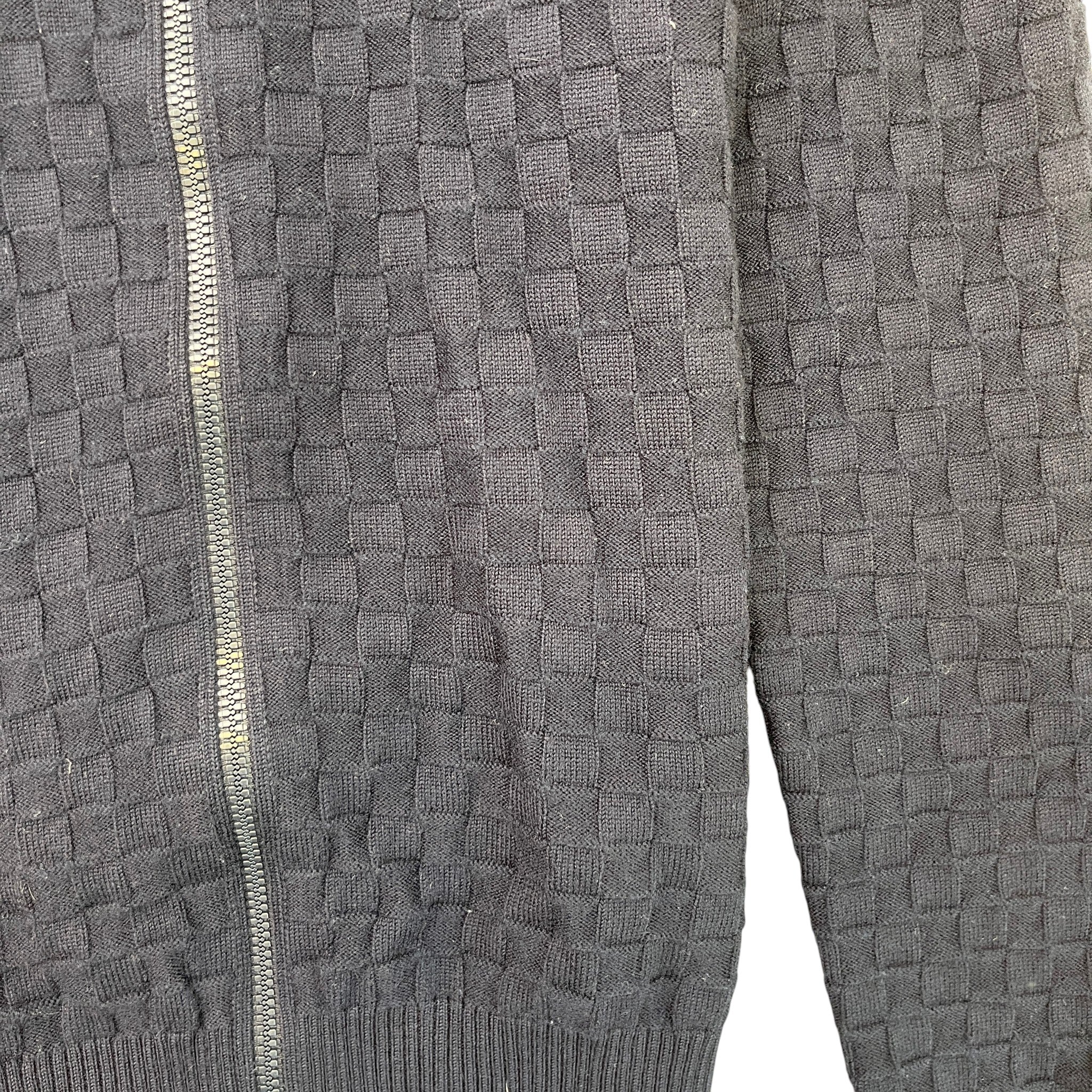Men's Damier Signature Zip-Through Jumper Navy Size S - Image 5