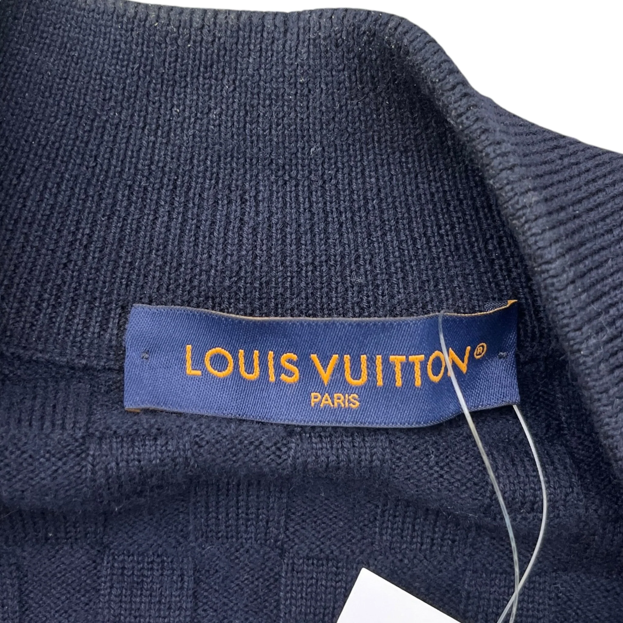 Men's Damier Signature Zip-Through Jumper Navy Size S - Image 6