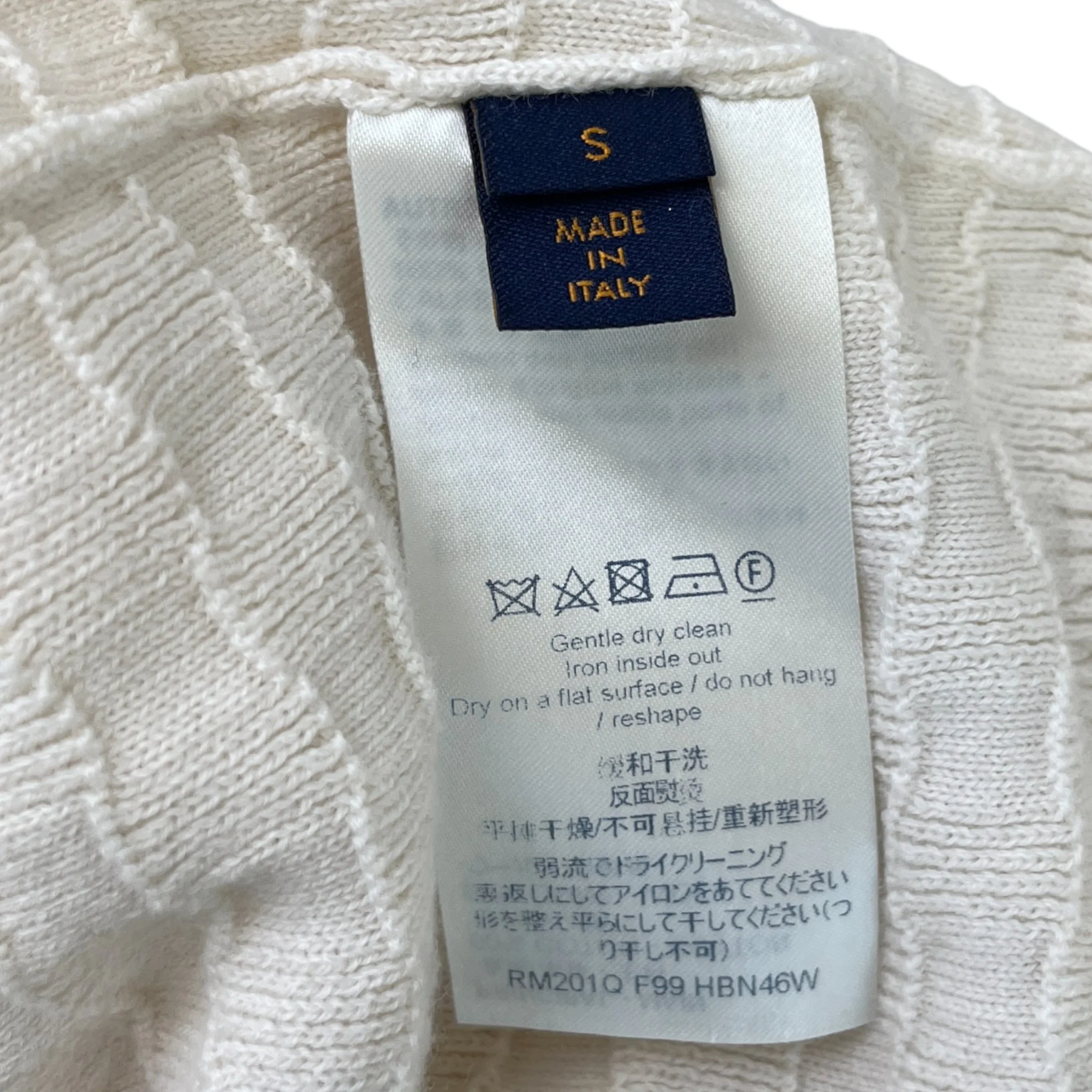 Men's Damier Zip-Up Cardigan Cream Size S - Image 7