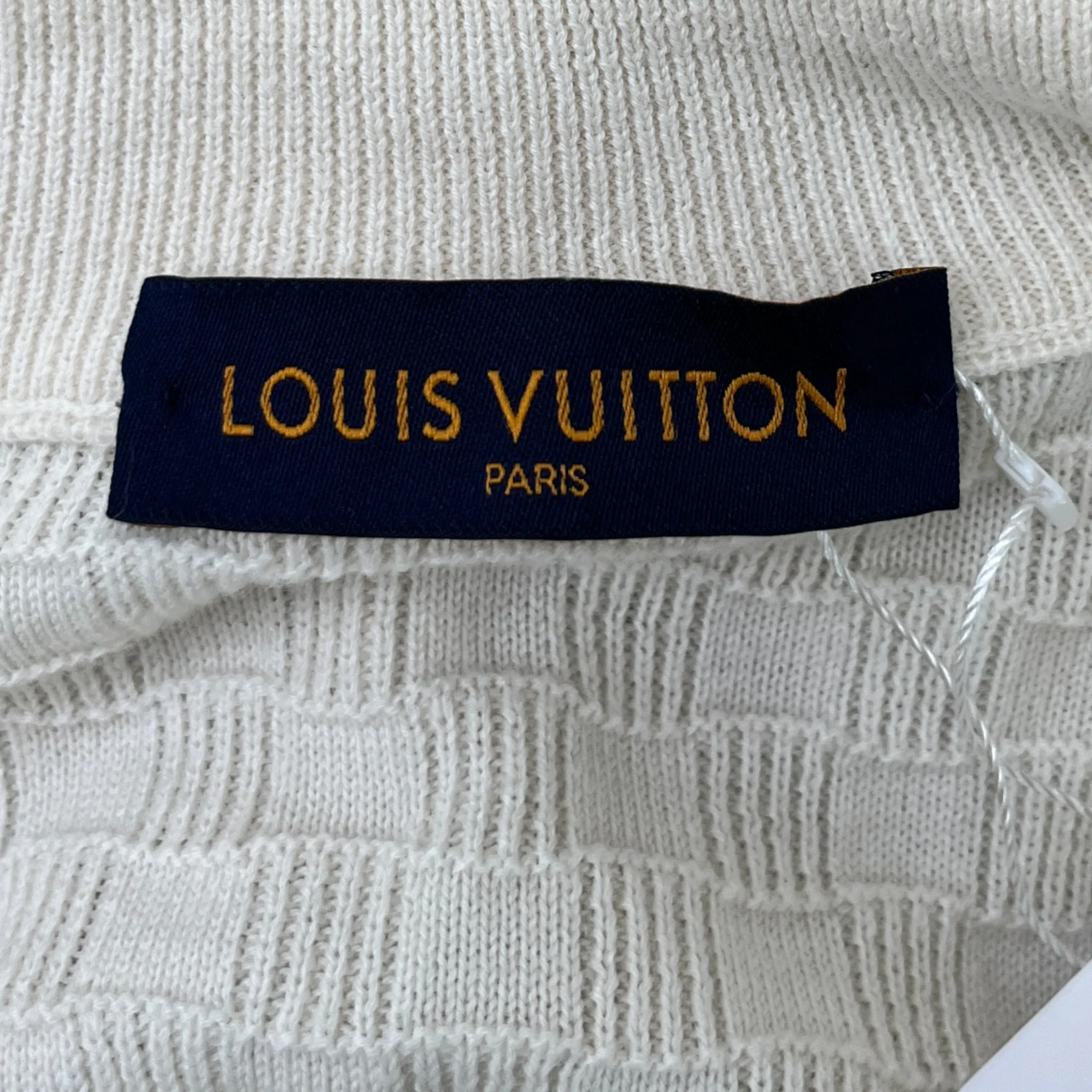 Men's Damier Zip-Up Cardigan Cream Size S - Image 8