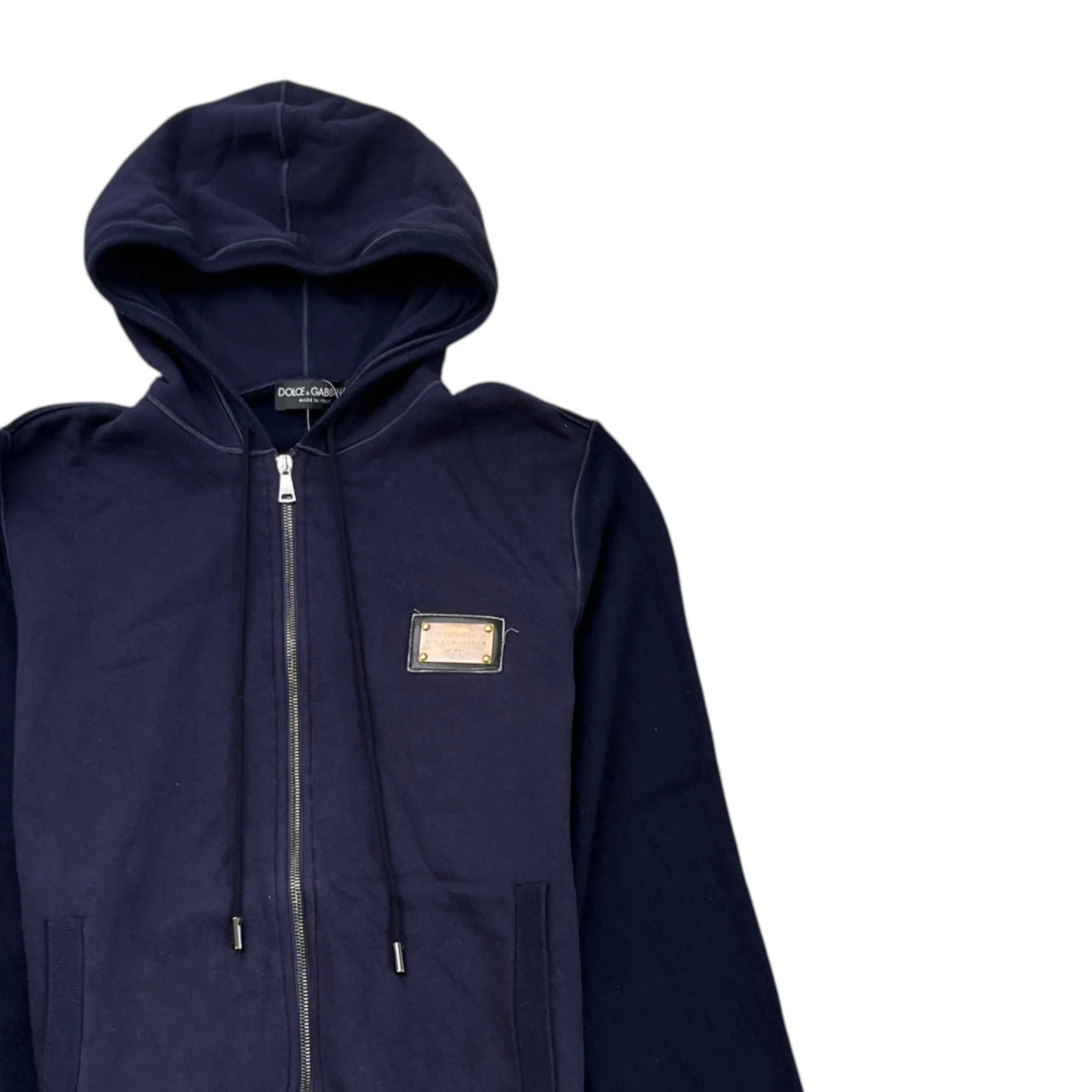 Men's Dg Logo Plaque Zip Up Hoodie Navy Size IT 50 / UK L - Image 3