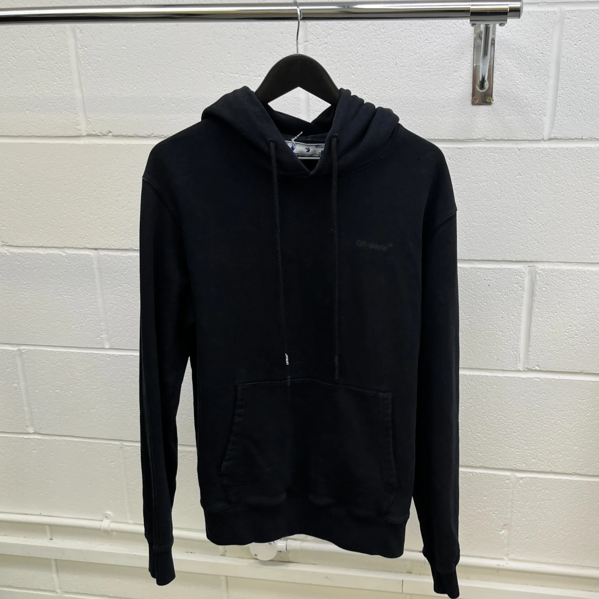 Men's Diagonal Print Hoodie Black Size M - Image 8