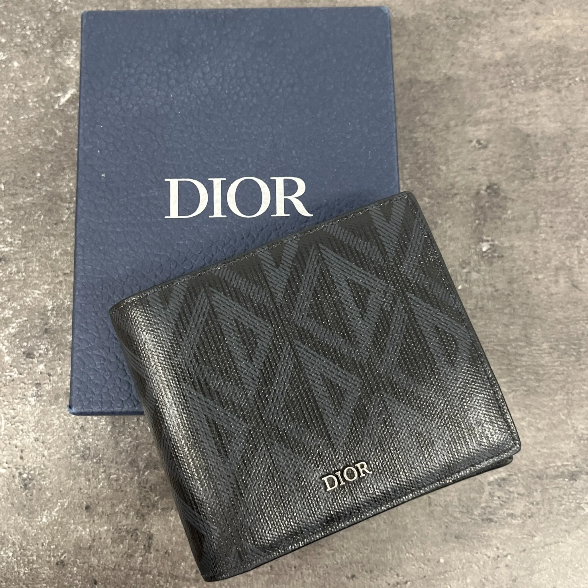 Men's Diamond Canvas Logo Wallet Black - Image 6