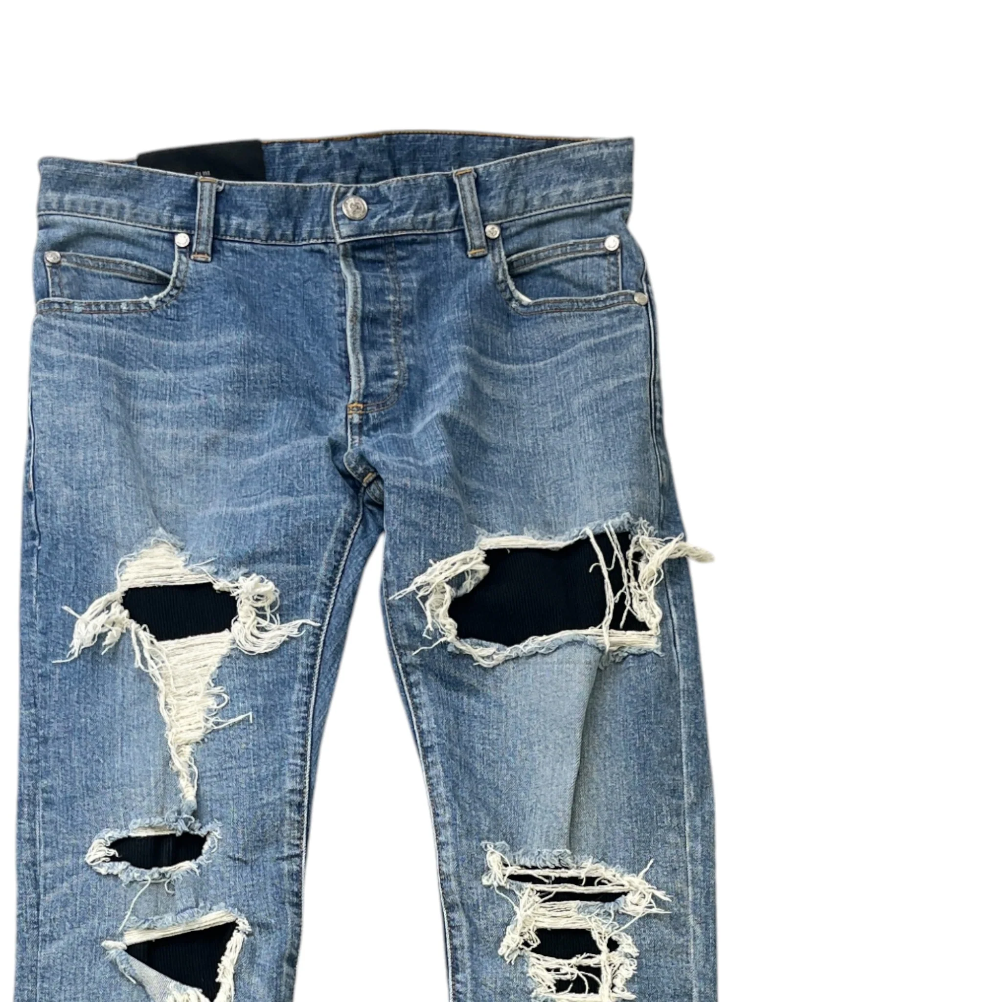 Men's Distressed Jeans Blue Size Waist 30" - Image 3