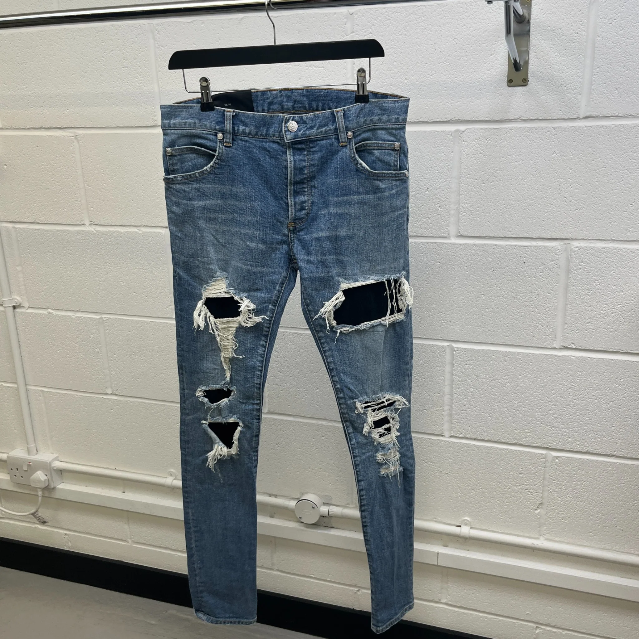 Men's Distressed Jeans Blue Size Waist 30" - Image 8