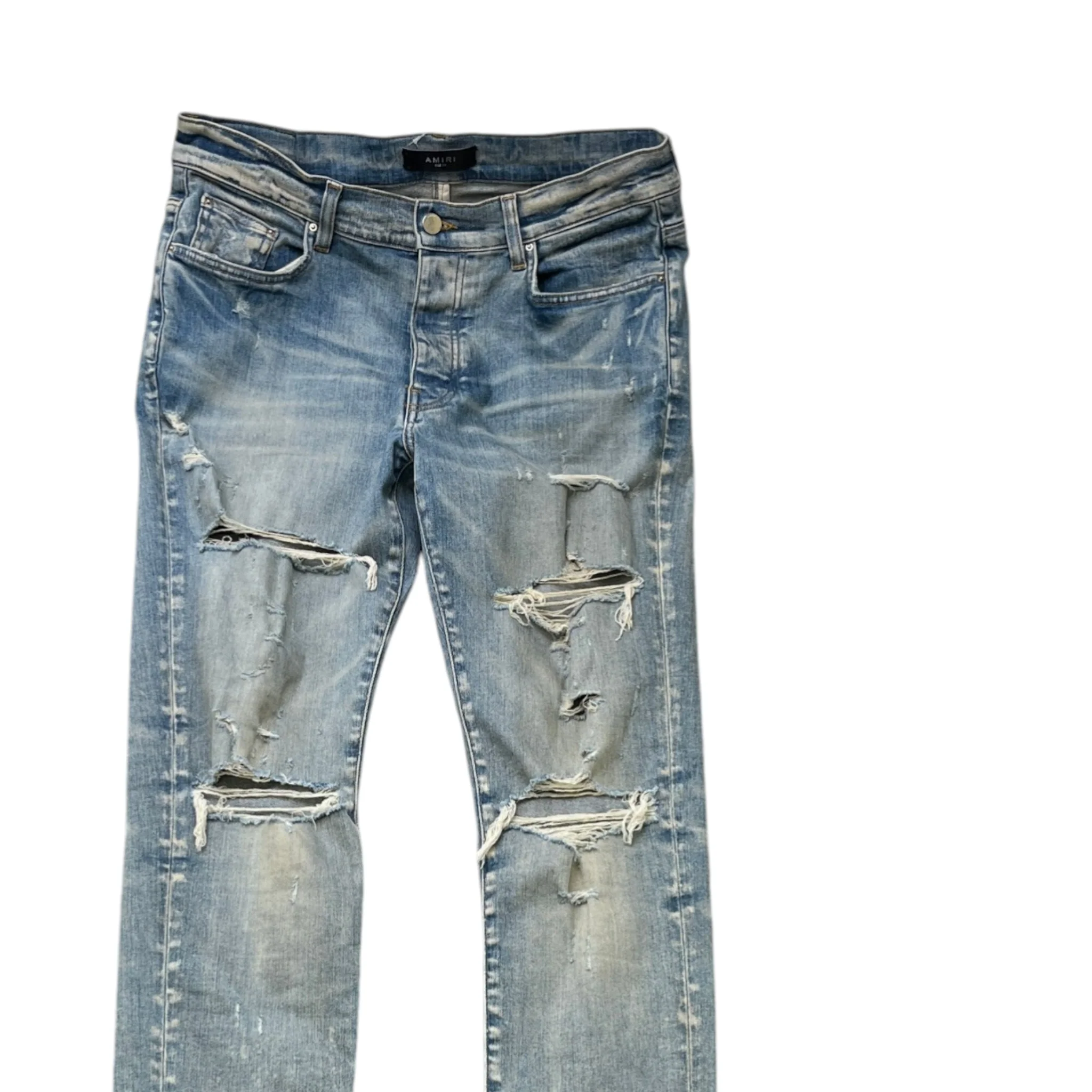 Men's Distressed Jeans Blue Size Waist 34" - Image 3