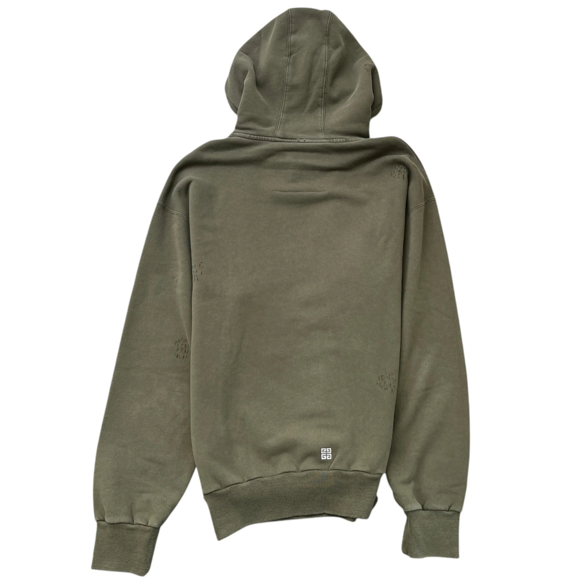Men's Distressed Logo Hoodie Khaki Size M - Image 2
