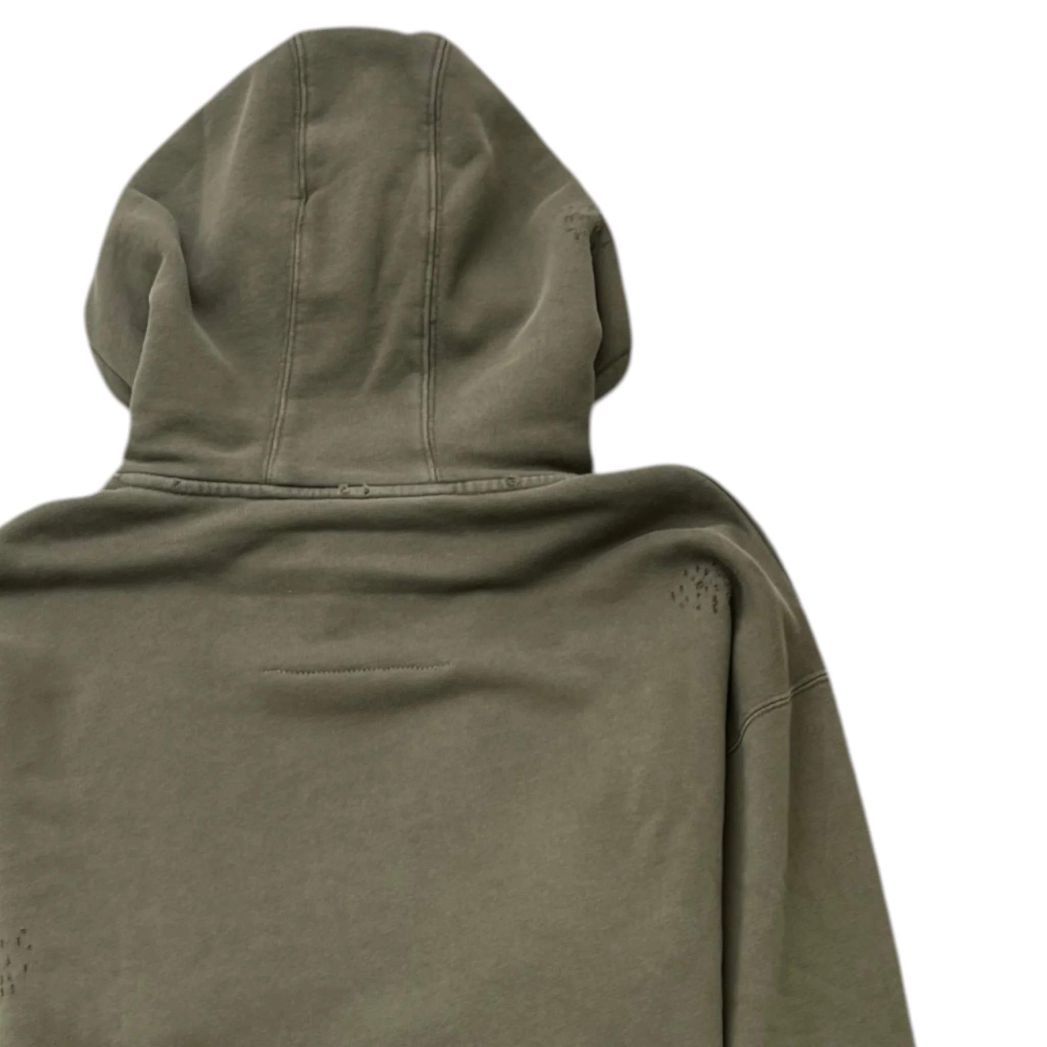 Men's Distressed Logo Hoodie Khaki Size M - Image 4