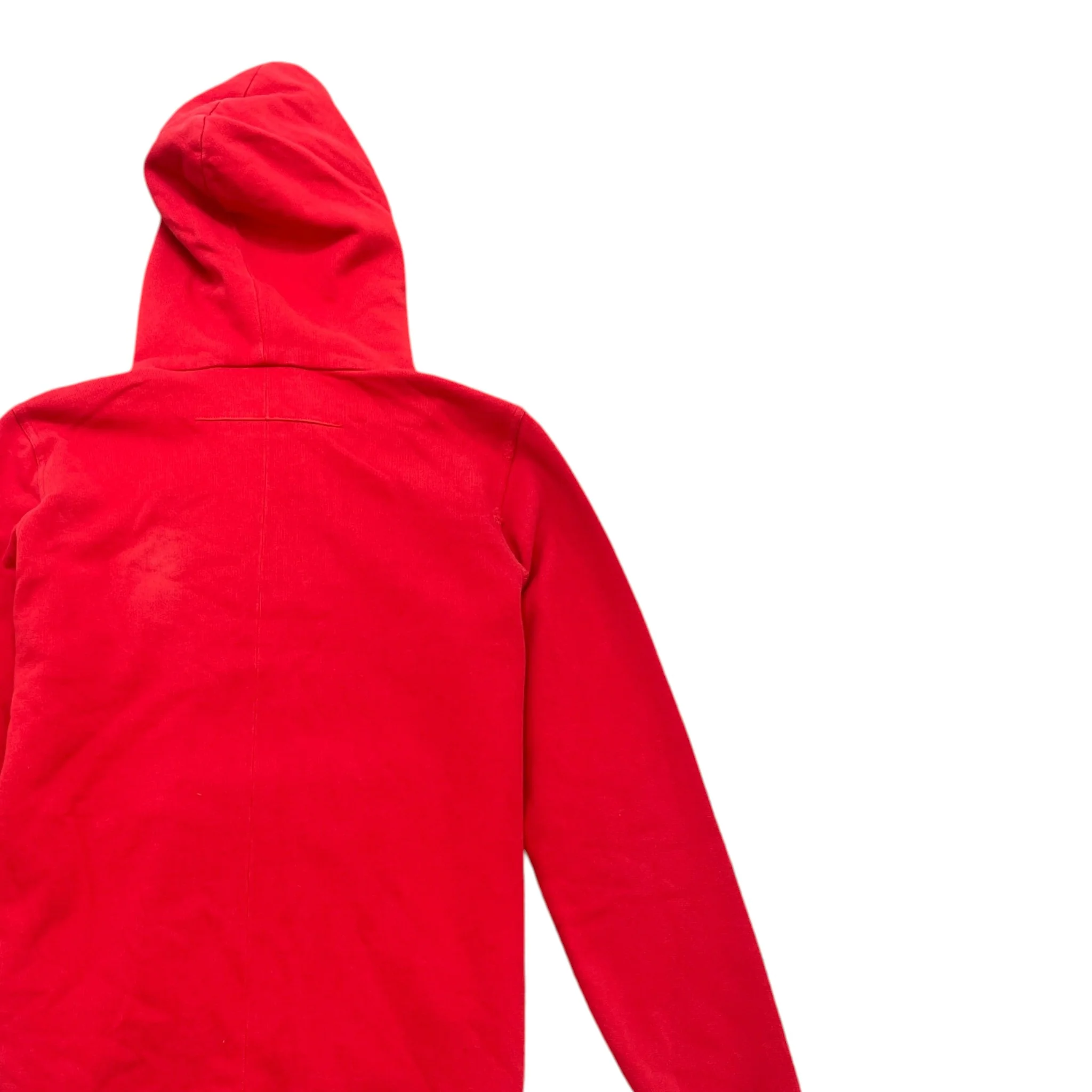 Men's Distressed Logo Patch Hoodie Red Size XS - Image 4