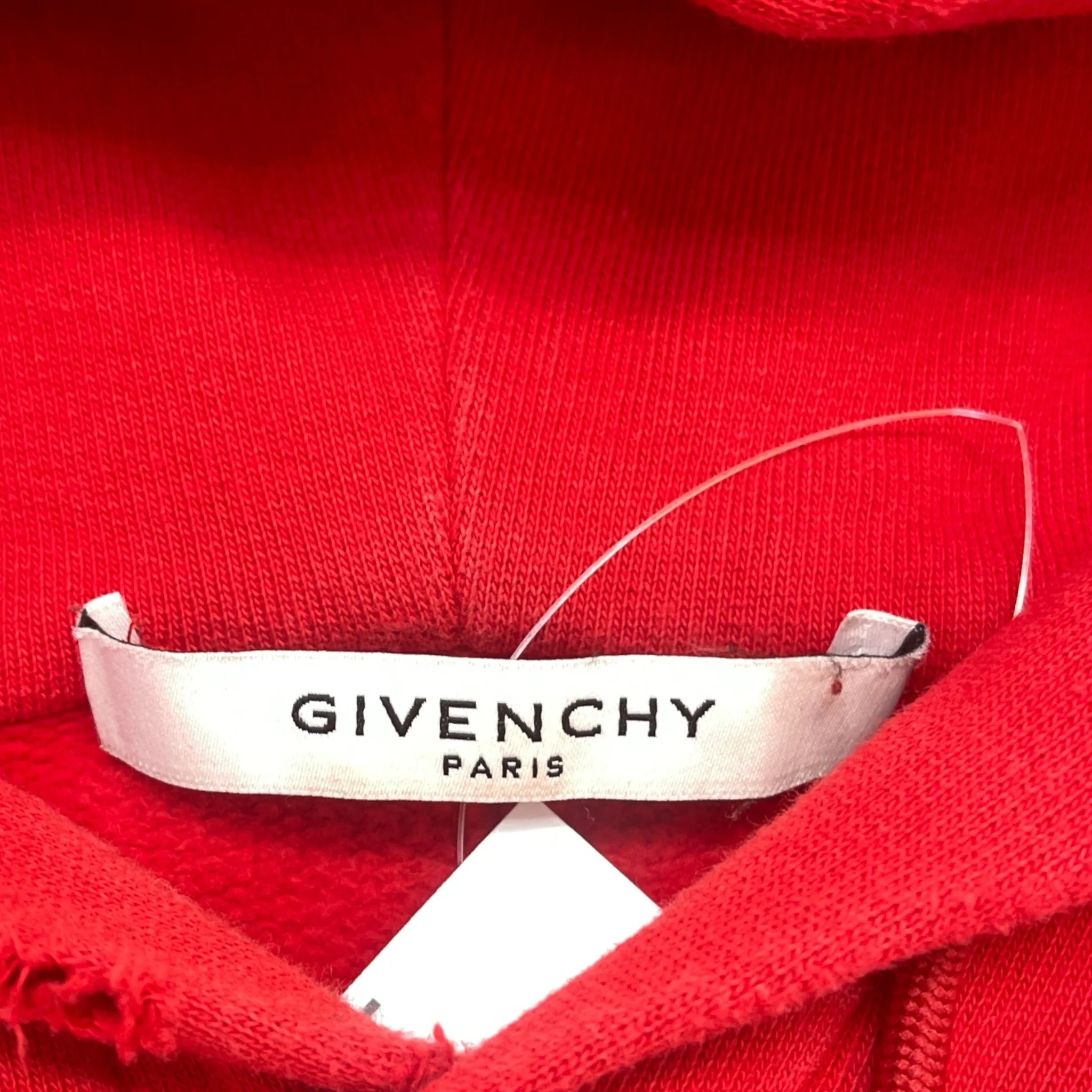 Men's Distressed Logo Patch Hoodie Red Size XS - Image 5