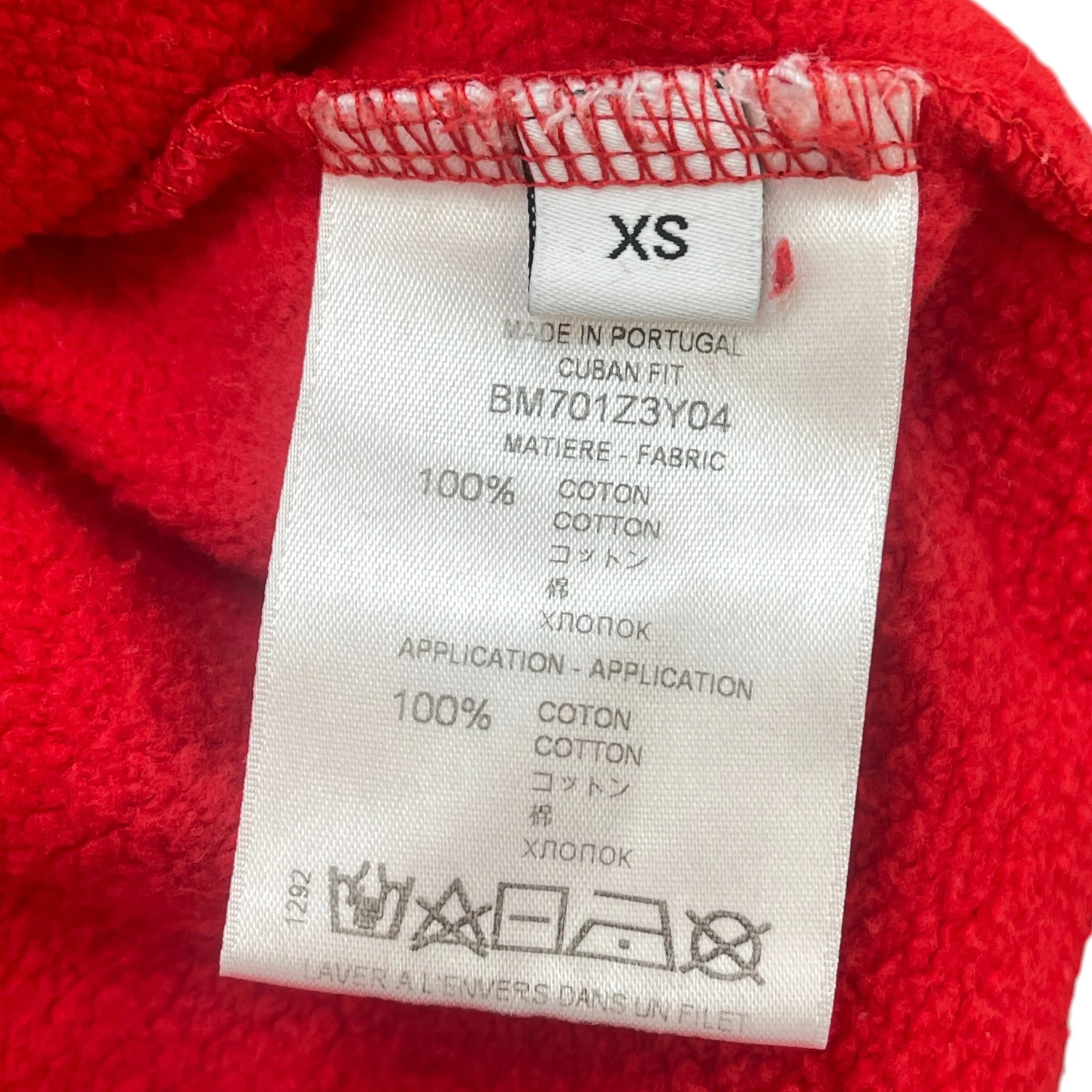 Men's Distressed Logo Patch Hoodie Red Size XS - Image 7