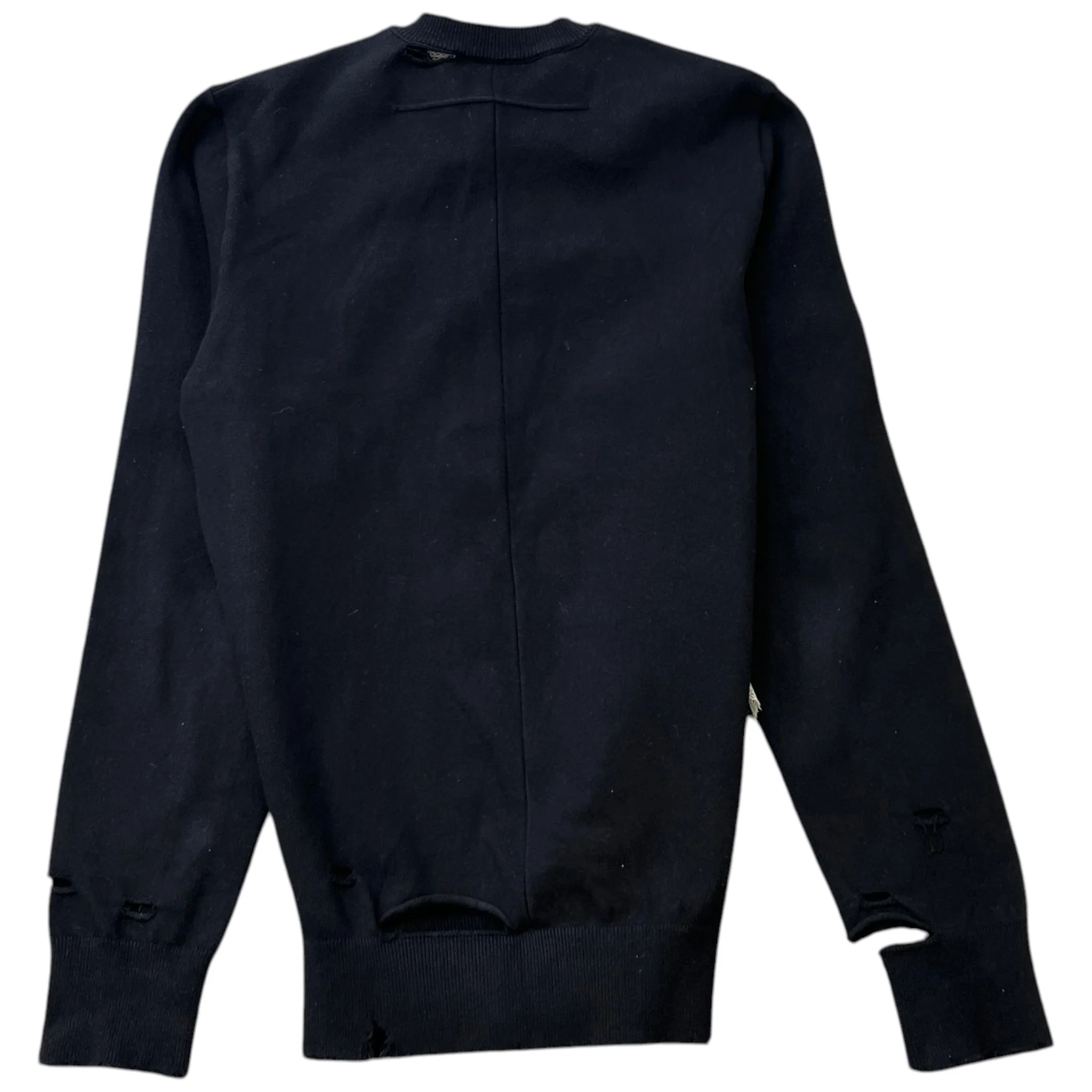 Men's Distressed Logo Patch Jumper Black Size XS - Image 2