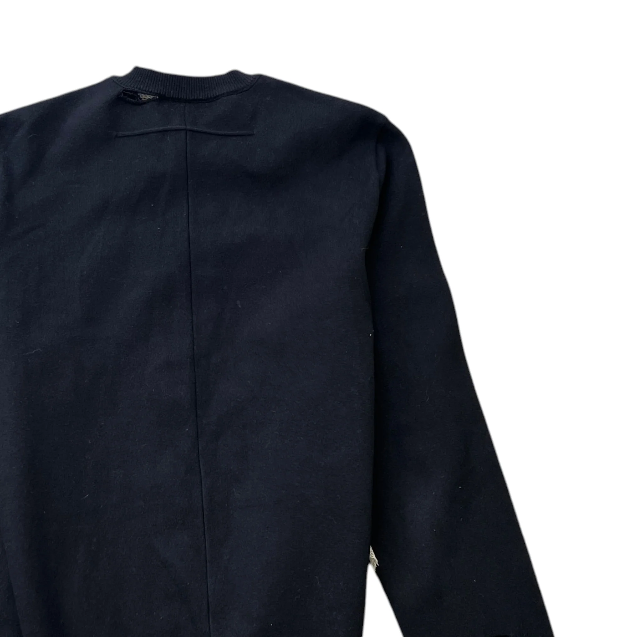 Men's Distressed Logo Patch Jumper Black Size XS - Image 4