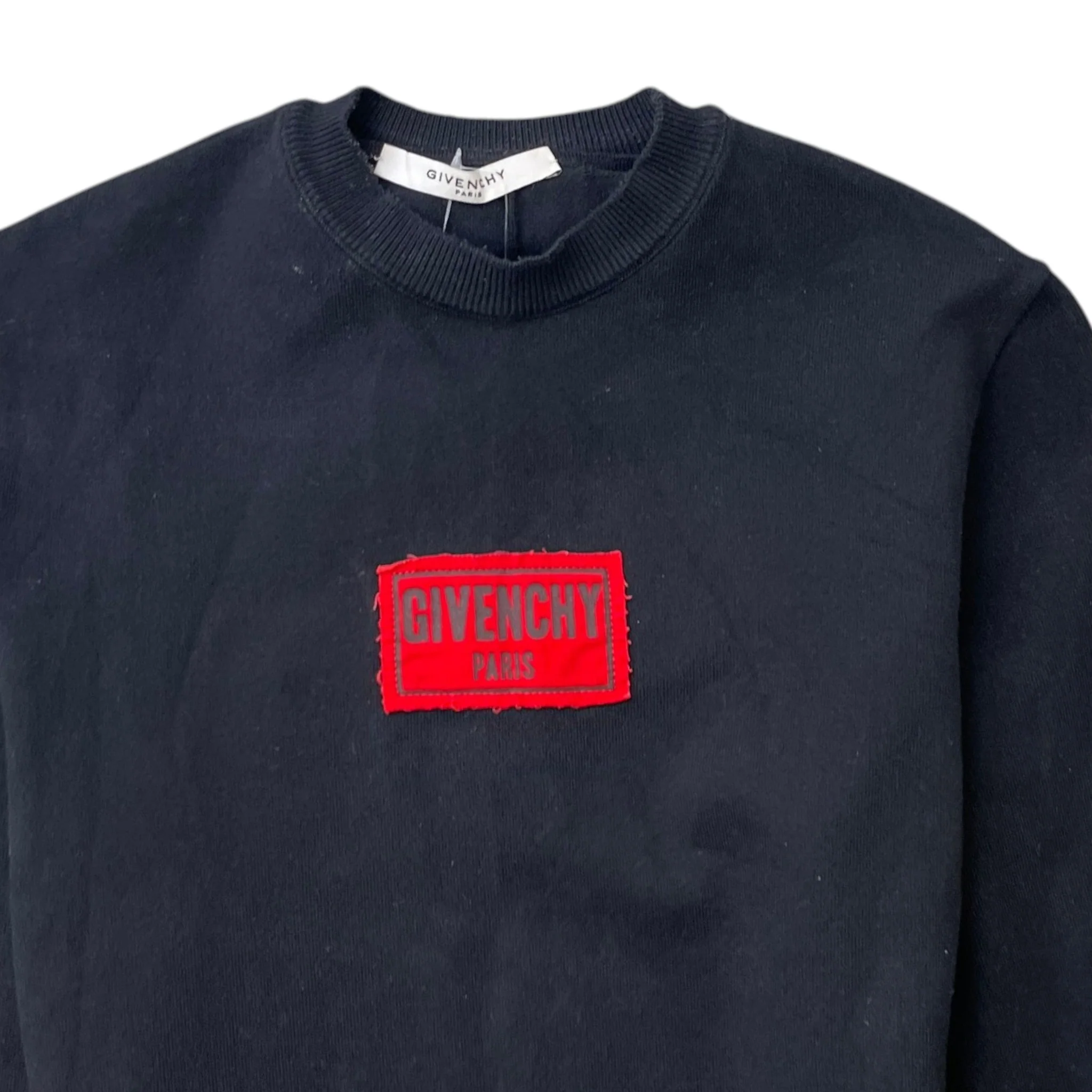 Men's Distressed Logo Patch Jumper Black Size XS - Image 5