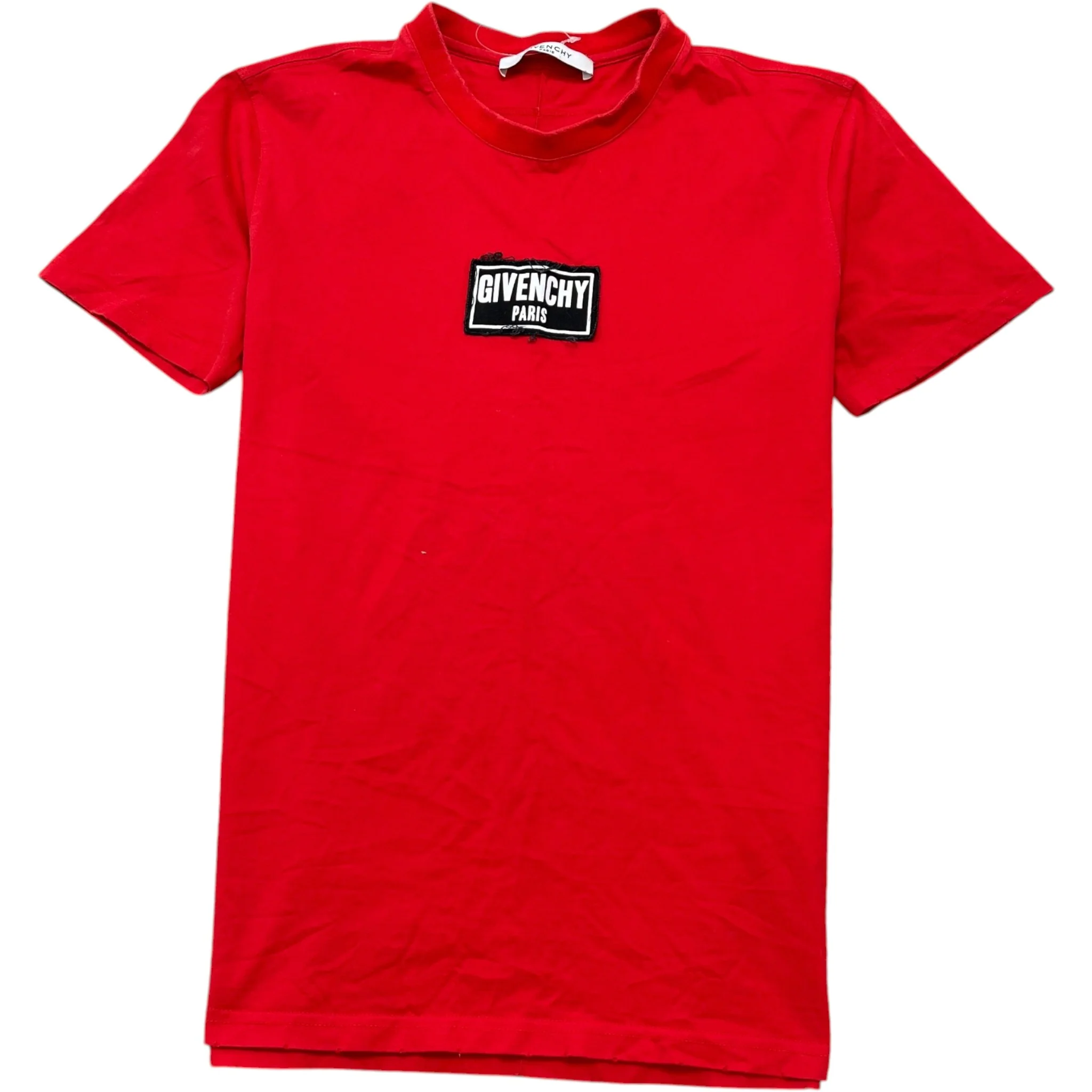 Men's Distressed Logo Patch T-Shirt Red Size S