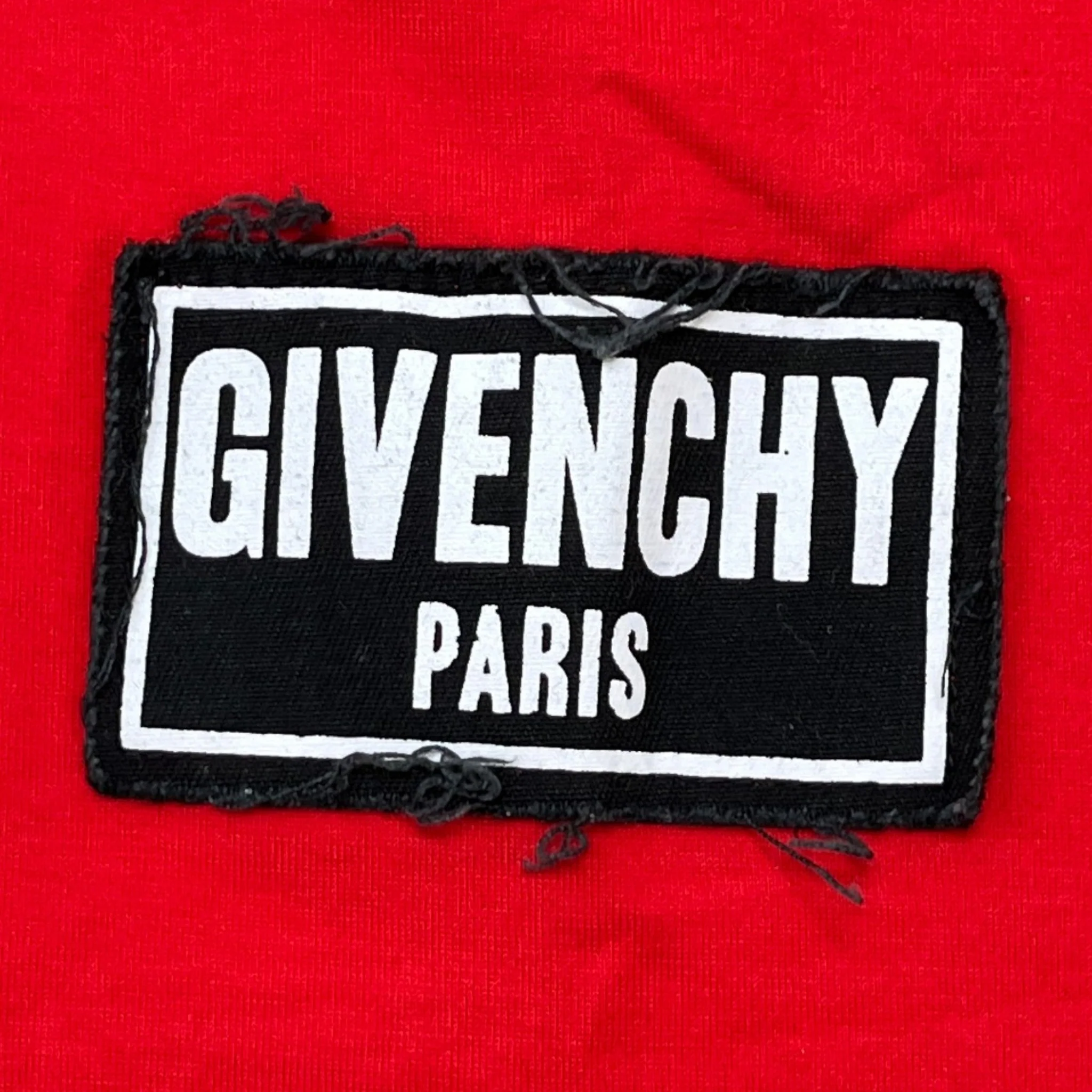 Men's Distressed Logo Patch T-Shirt Red Size S - Image 6