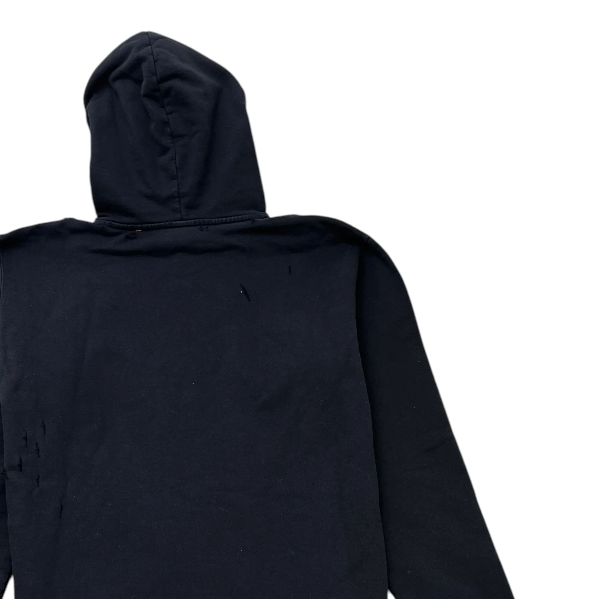 Men's Distressed Logo Print Hoodie Black Size XS - Image 4