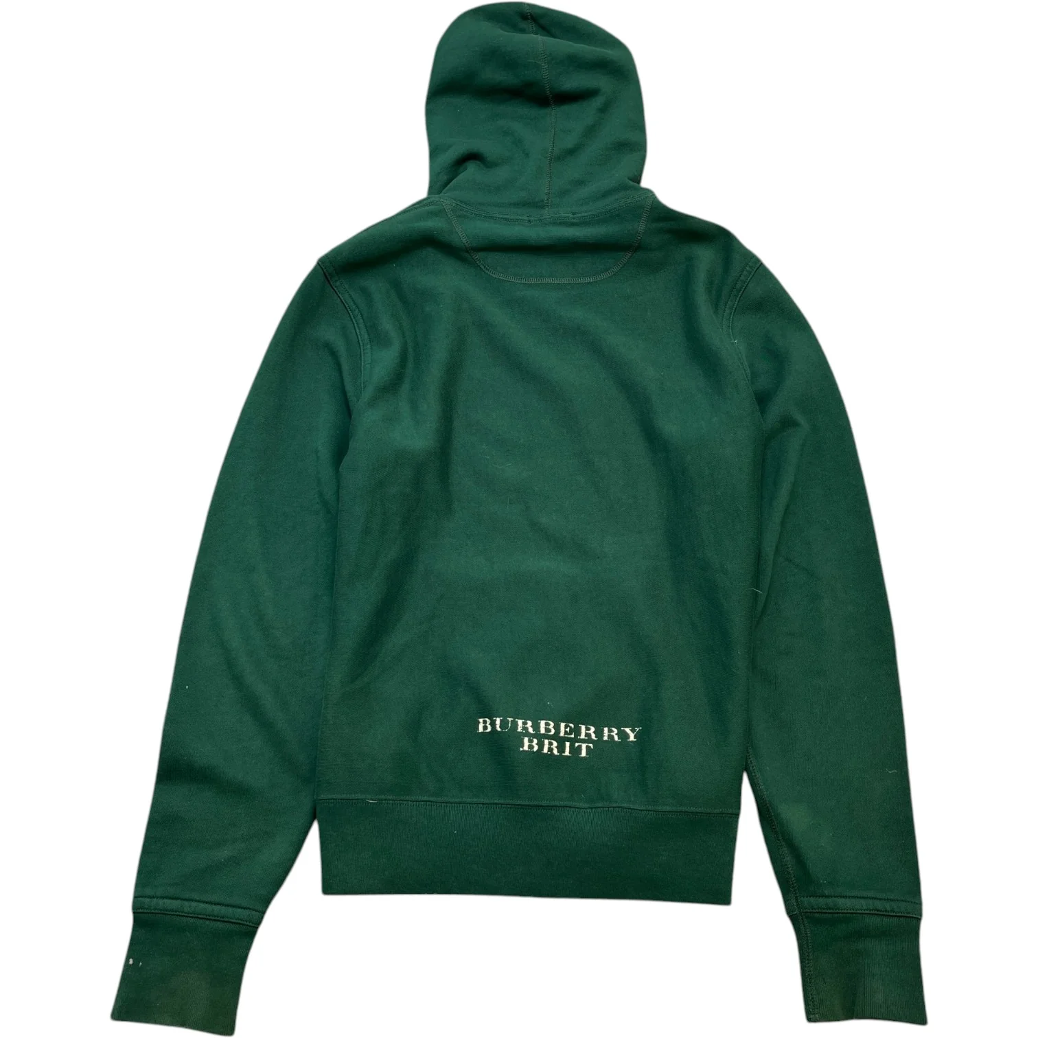 Men's Distressed Logo Print Hoodie Green Size XL - Image 2