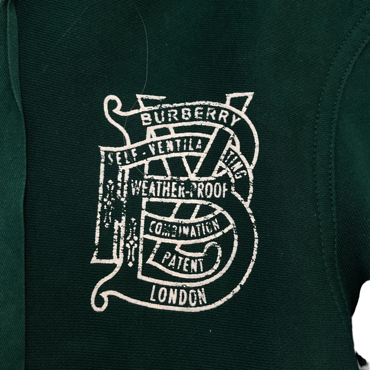 Men's Distressed Logo Print Hoodie Green Size XL - Image 5