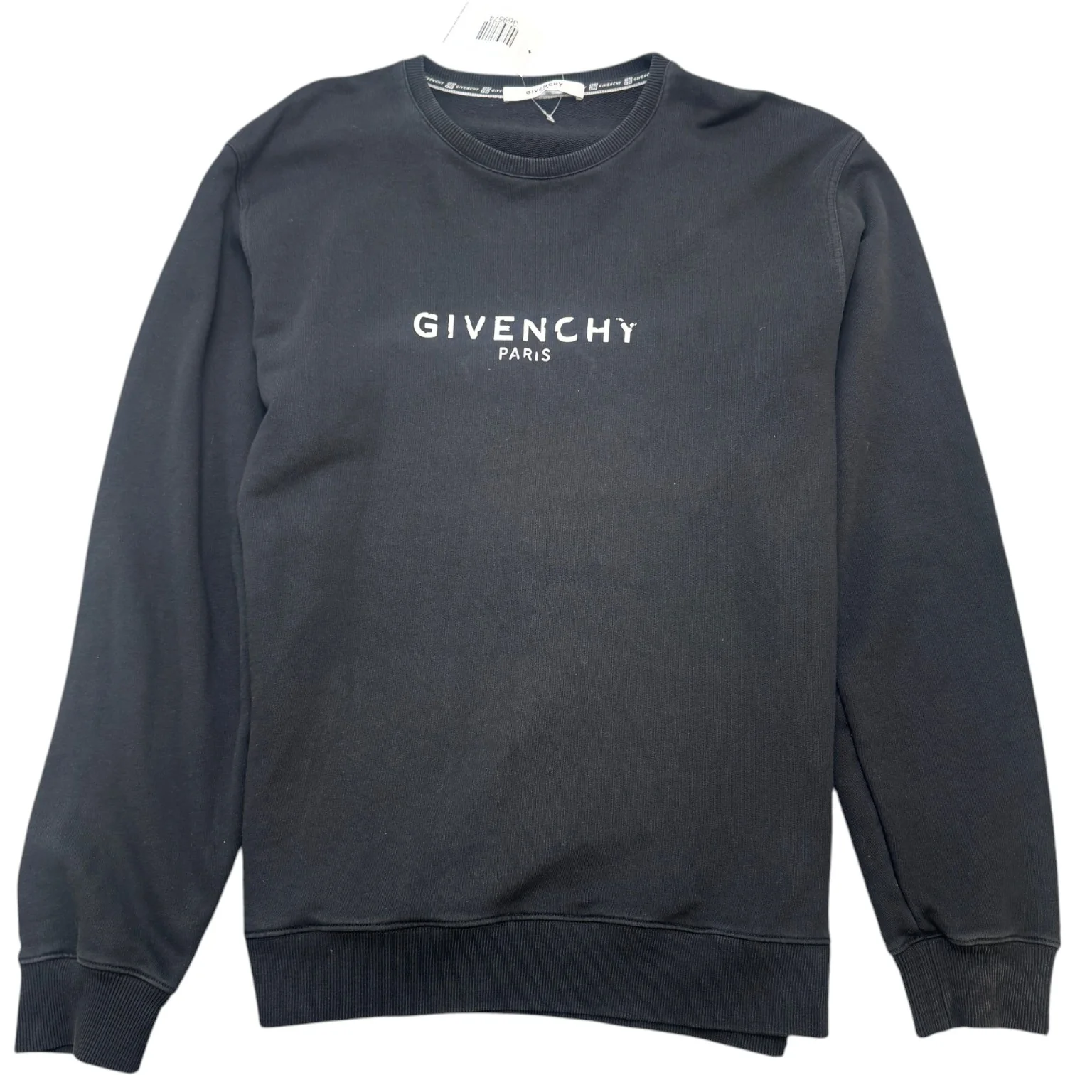 Men's Distressed Logo Print Sweatshirt Black Size XXL
