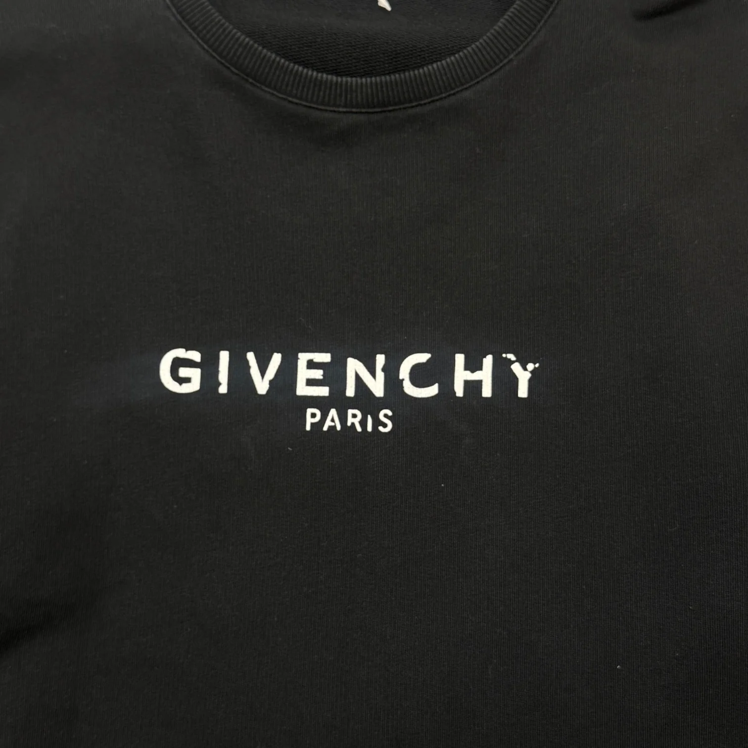 Men's Distressed Logo Print Sweatshirt Black Size XXL - Image 6