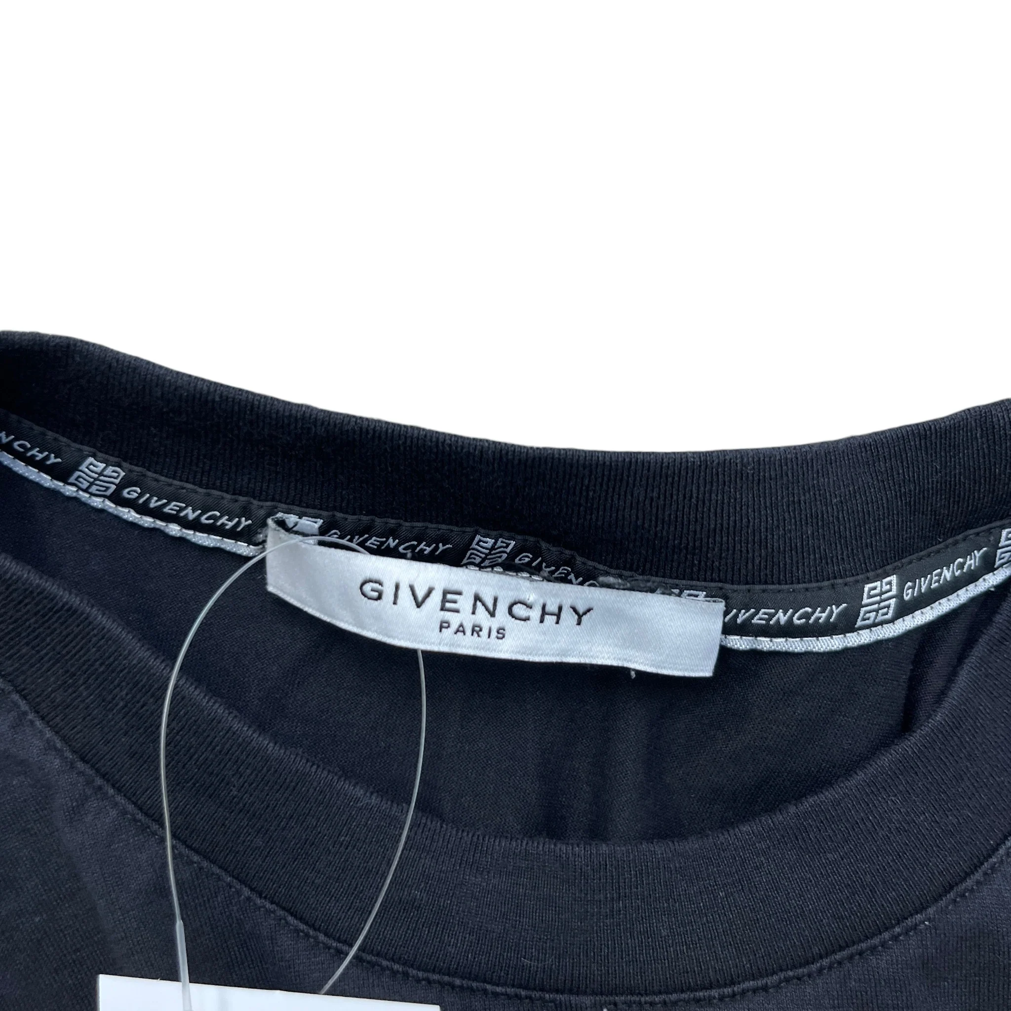 Men's Distressed Logo Print T-Shirt Black Size S - Image 6