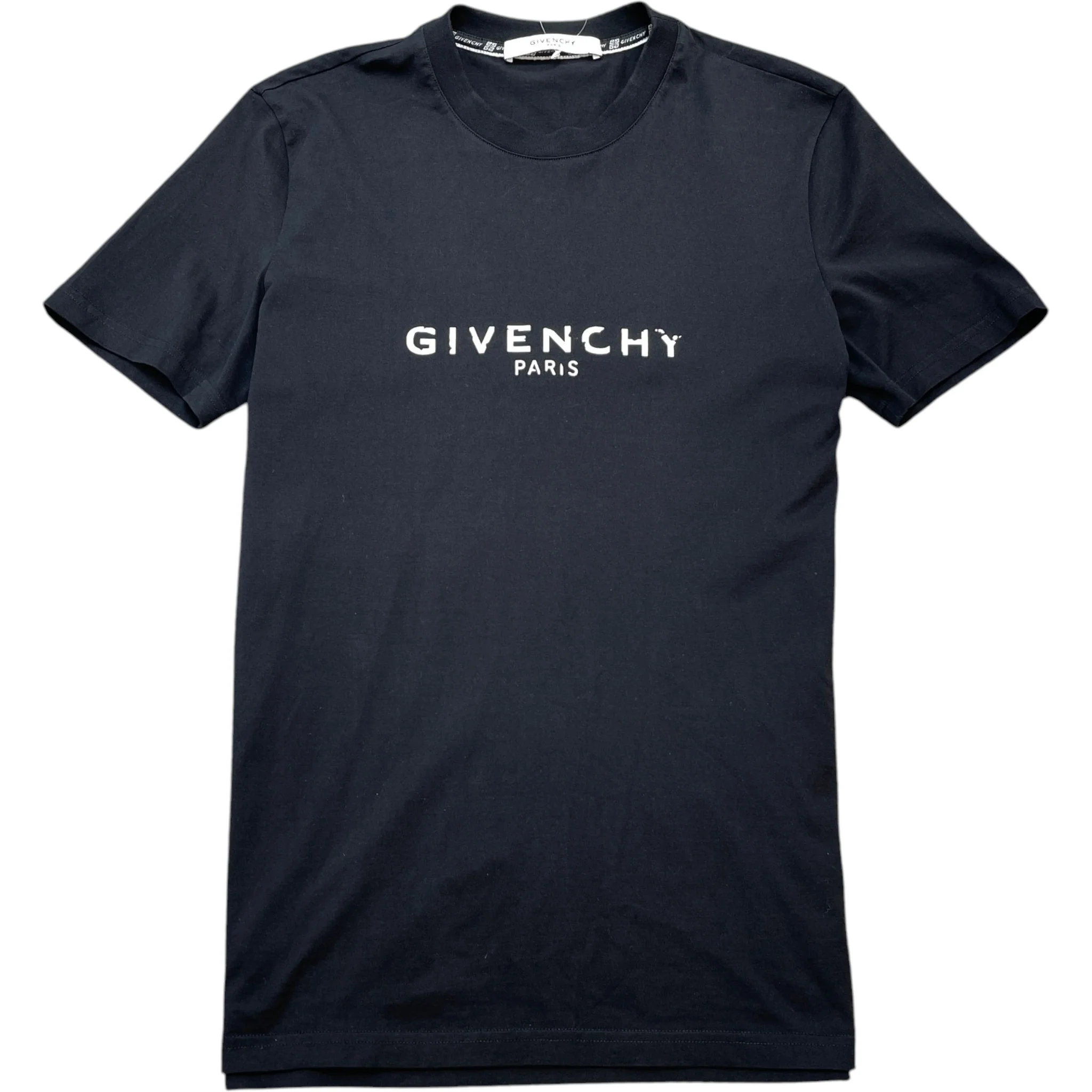 Men's Distressed Logo Print T-Shirt Black Size S