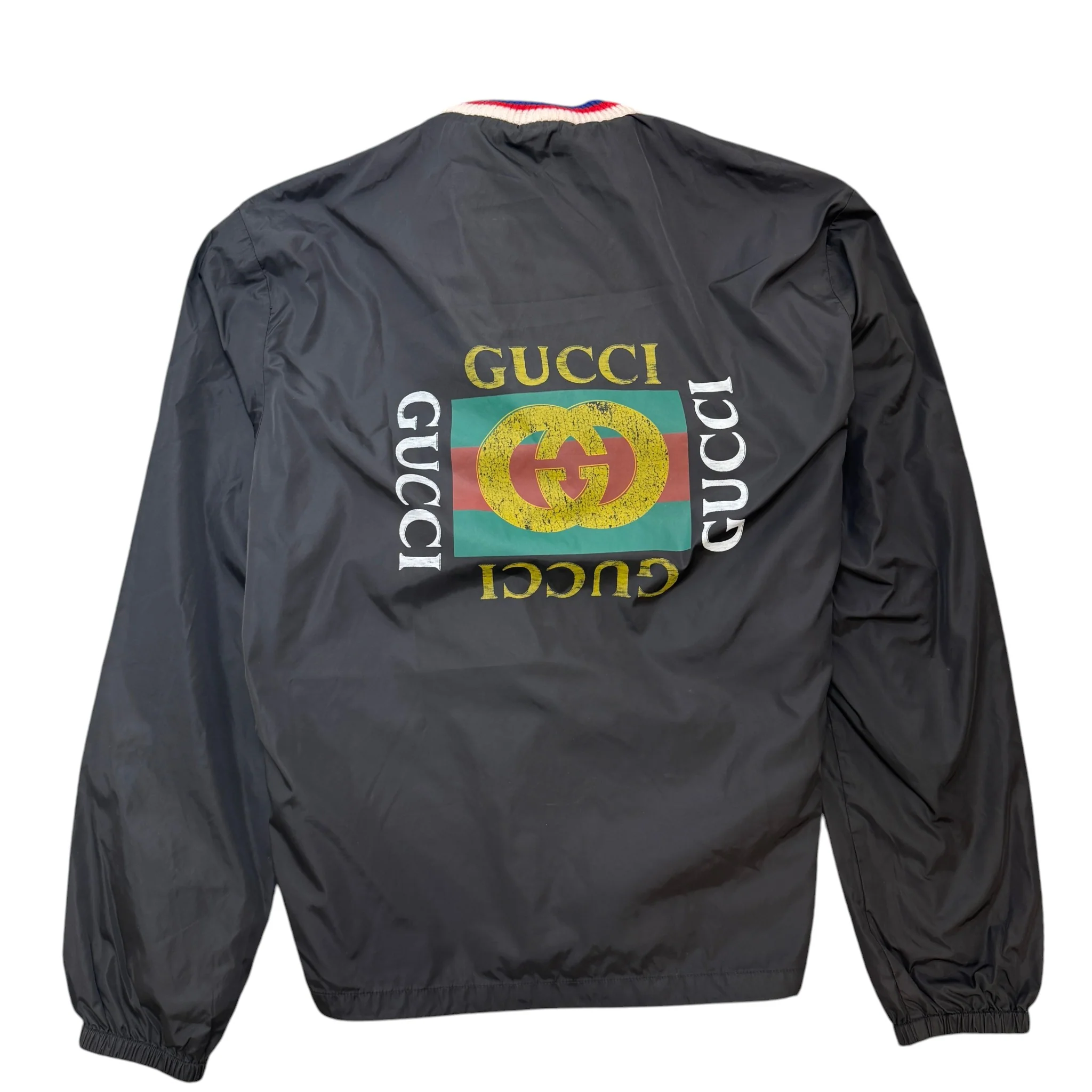 Men's Distressed Logo Print Windbreaker Black Size IT 48 / M - Image 2