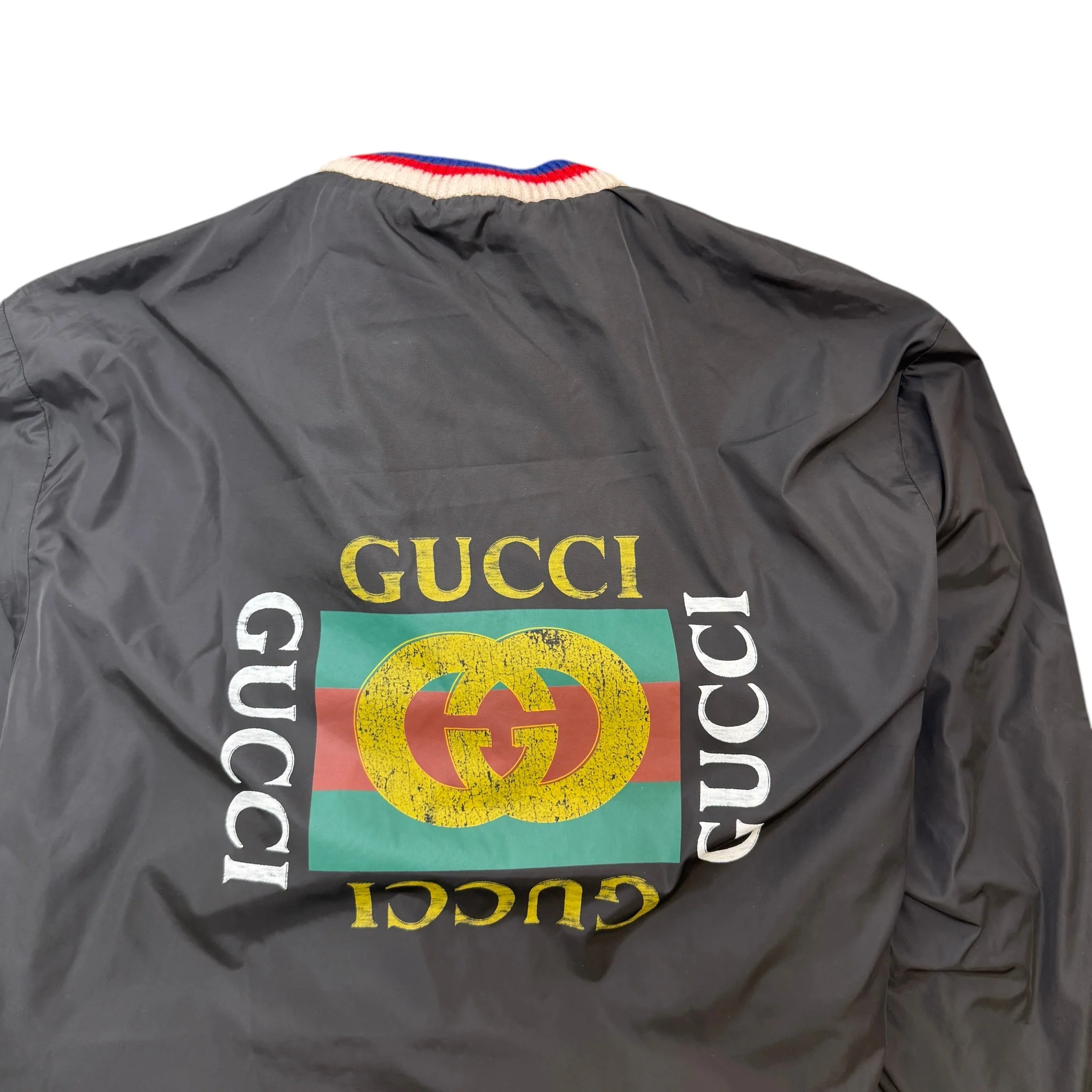 Men's Distressed Logo Print Windbreaker Black Size IT 48 / M - Image 4