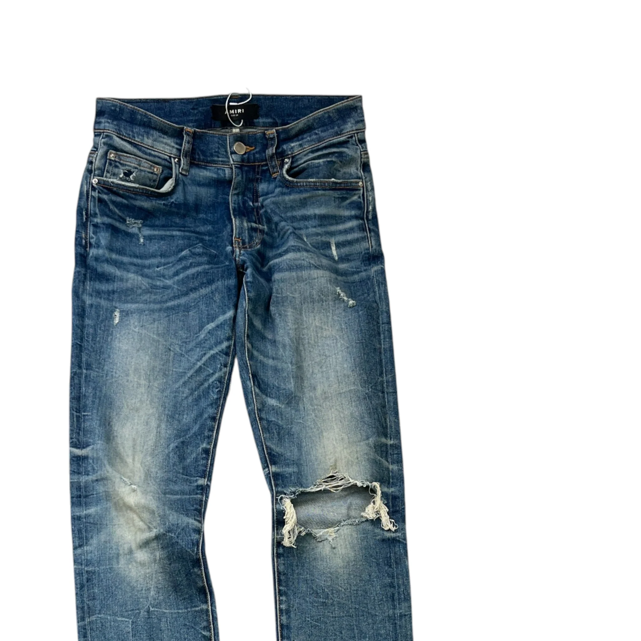 Men's Distressed Skinny Jeans Blue Size Waist 28" - Image 3