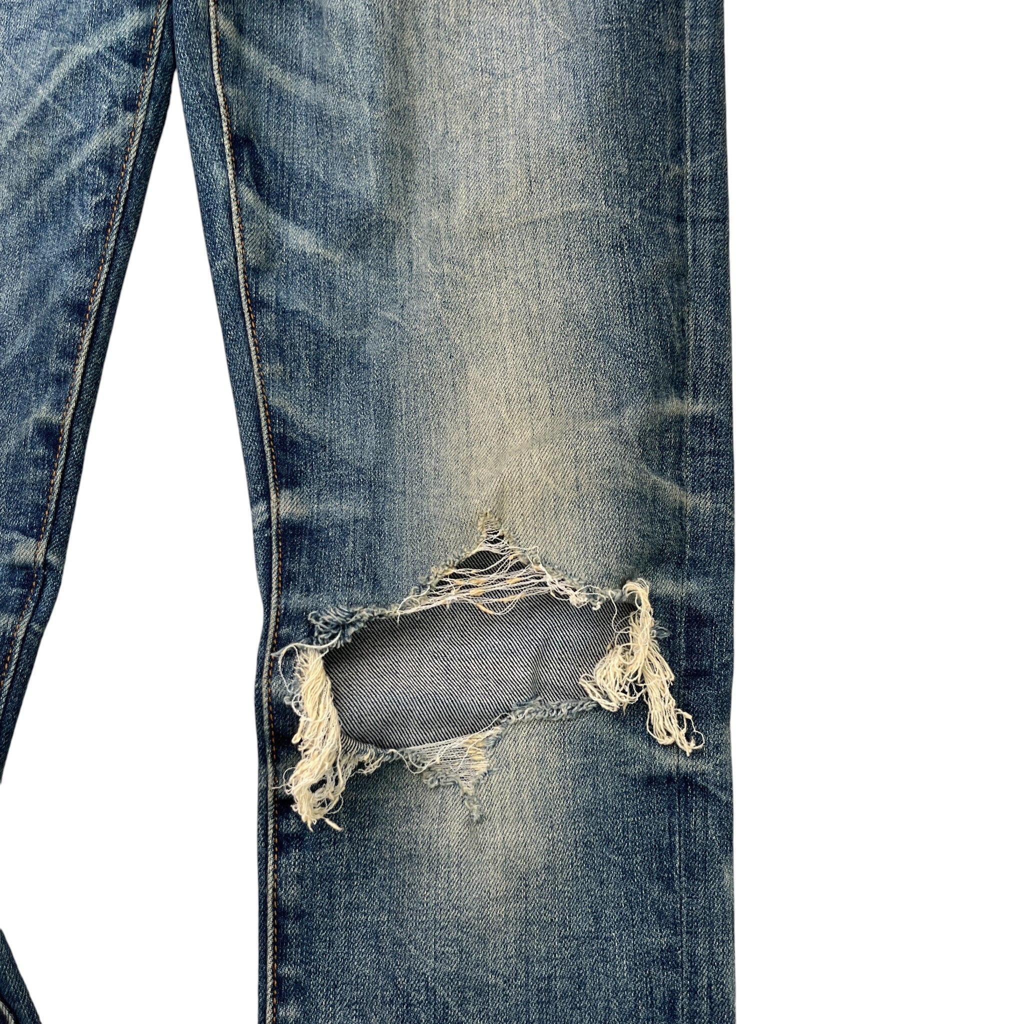 Men's Distressed Skinny Jeans Blue Size Waist 28" - Image 5
