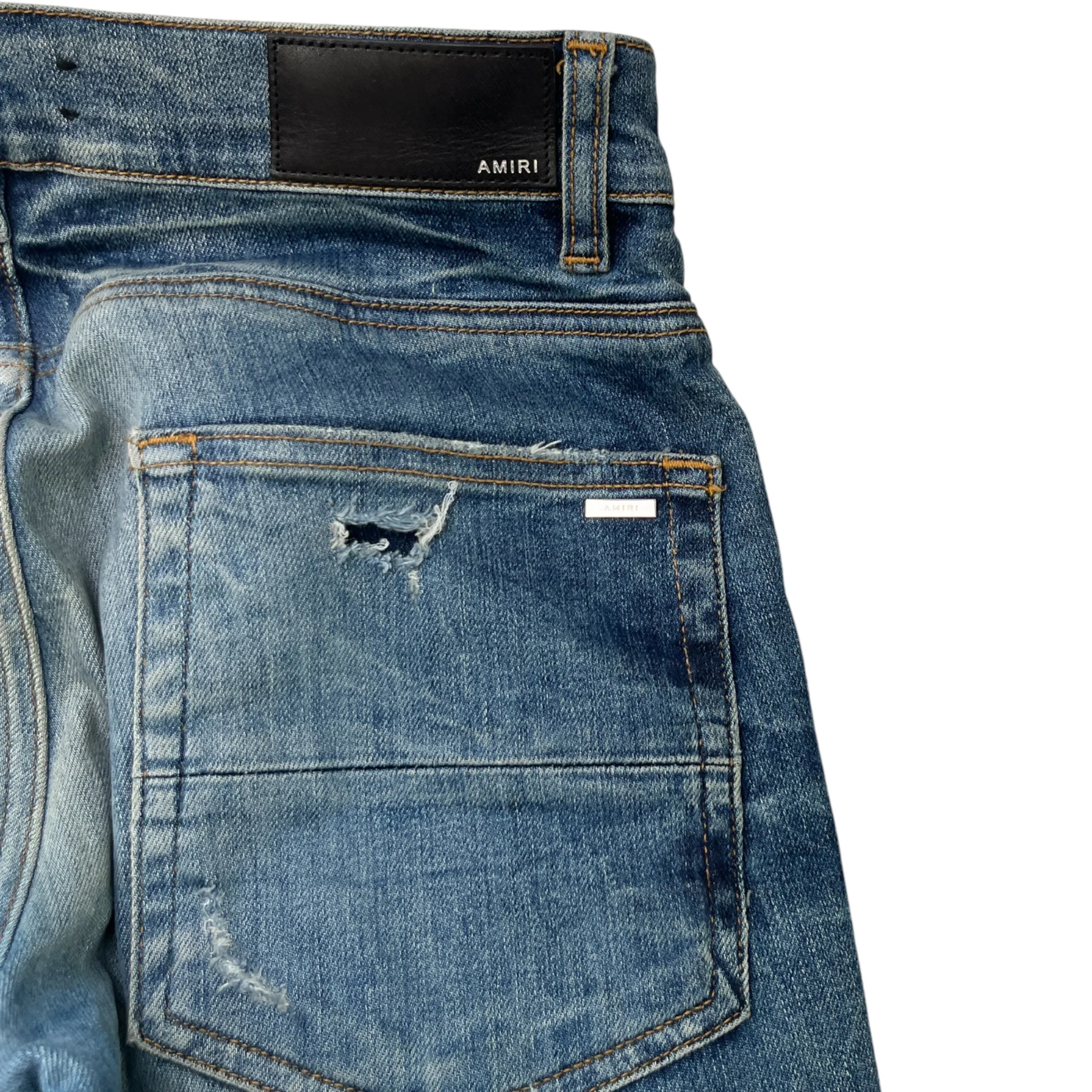 Men's Distressed Skinny Jeans Blue Size Waist 28" - Image 6