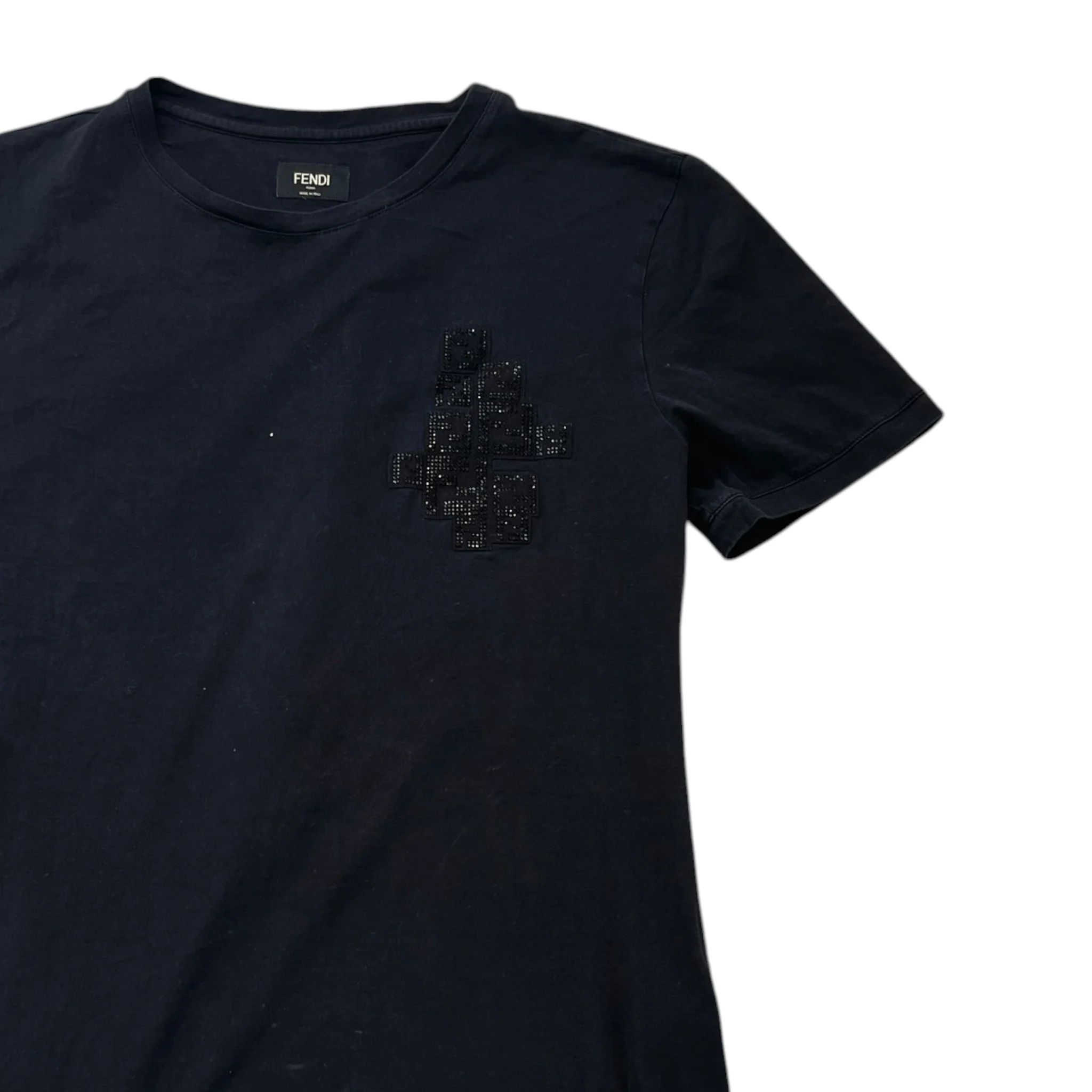 Men's Embellished Logo T-Shirt Black Size L - Image 3