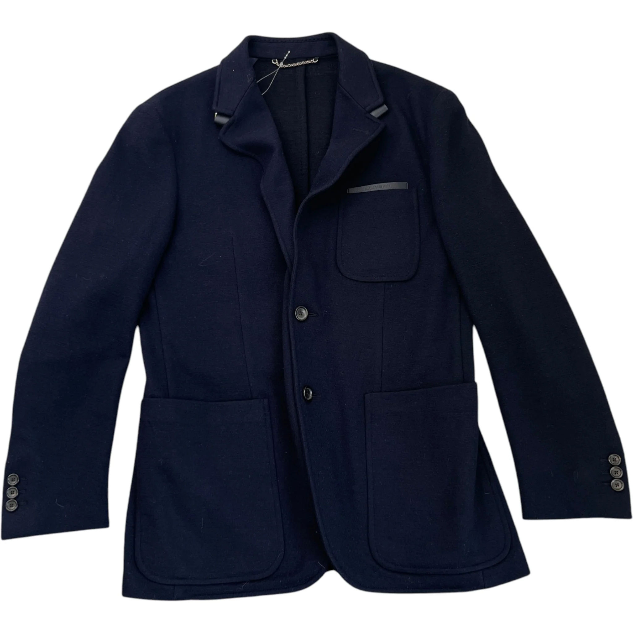 Men's Embossed Logo Pocket Overcoat Jacket Navy Size IT 48 / M