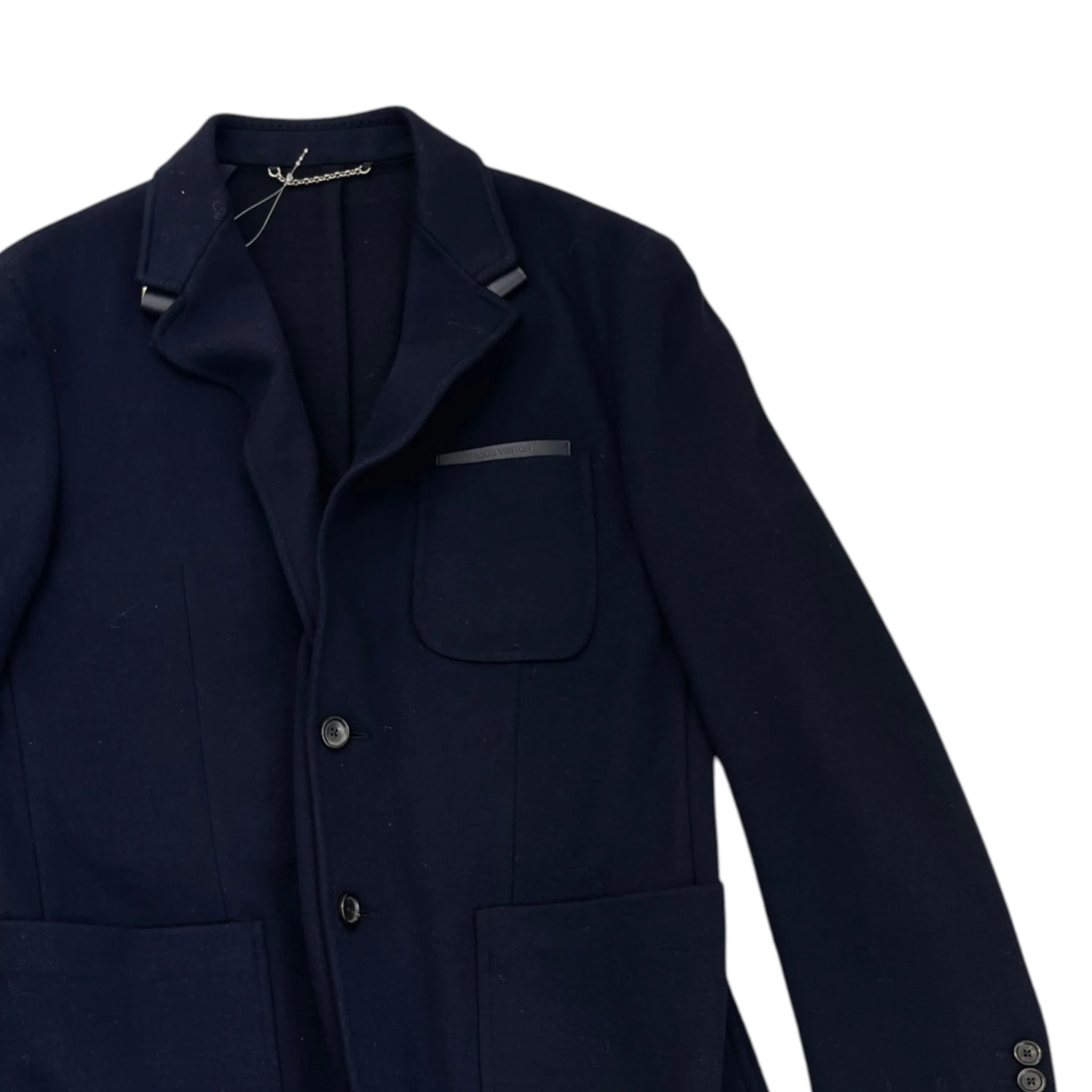 Men's Embossed Logo Pocket Overcoat Jacket Navy Size IT 48 / M - Image 3