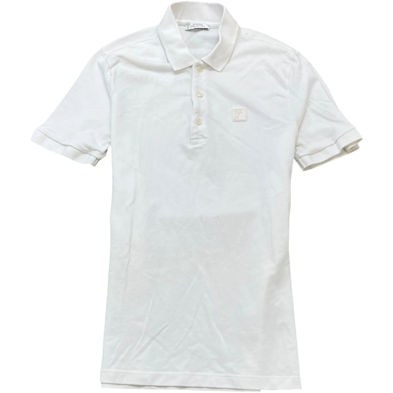 Men's Embossed Logo Polo Shirt White Size M