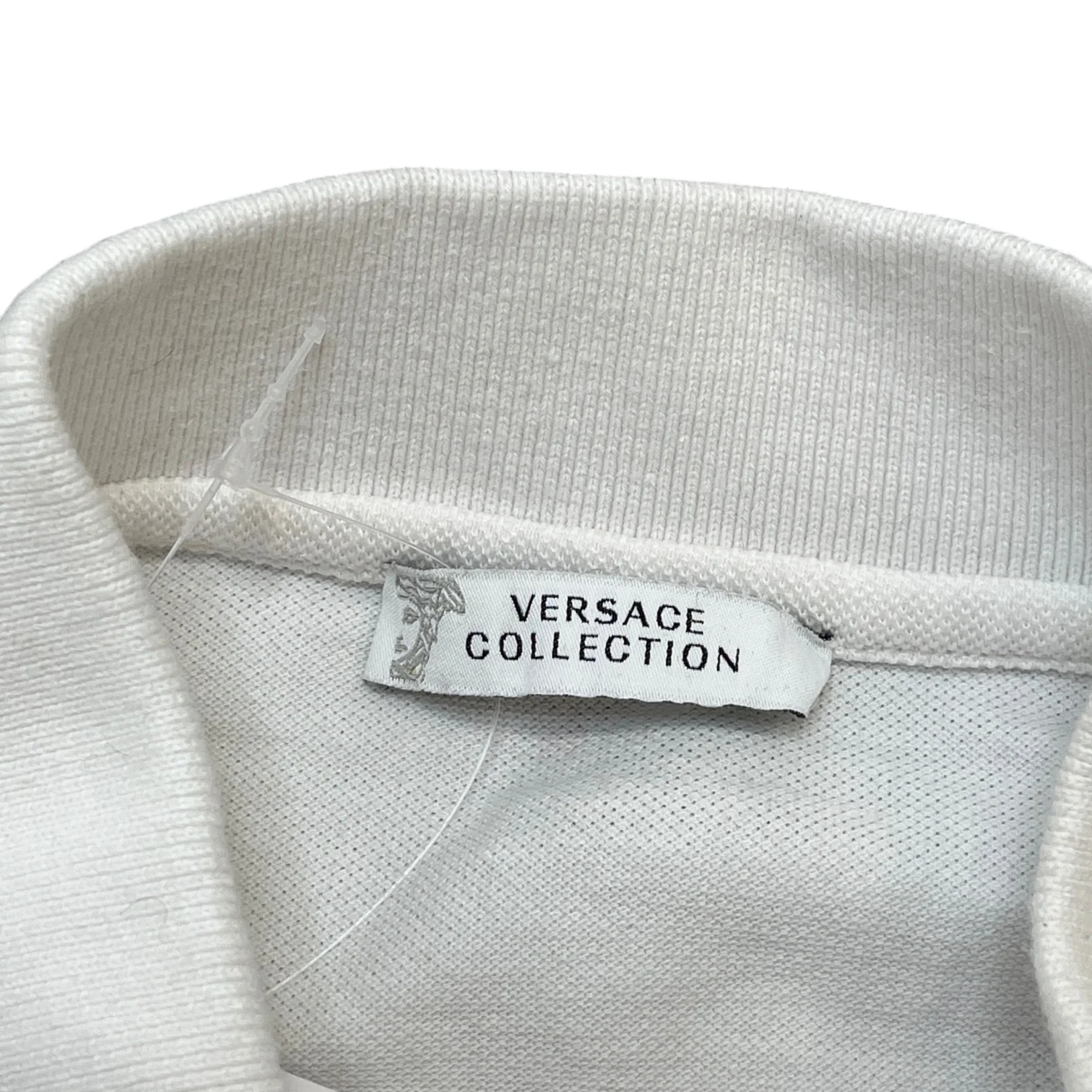 Men's Embossed Logo Polo Shirt White Size M - Image 6