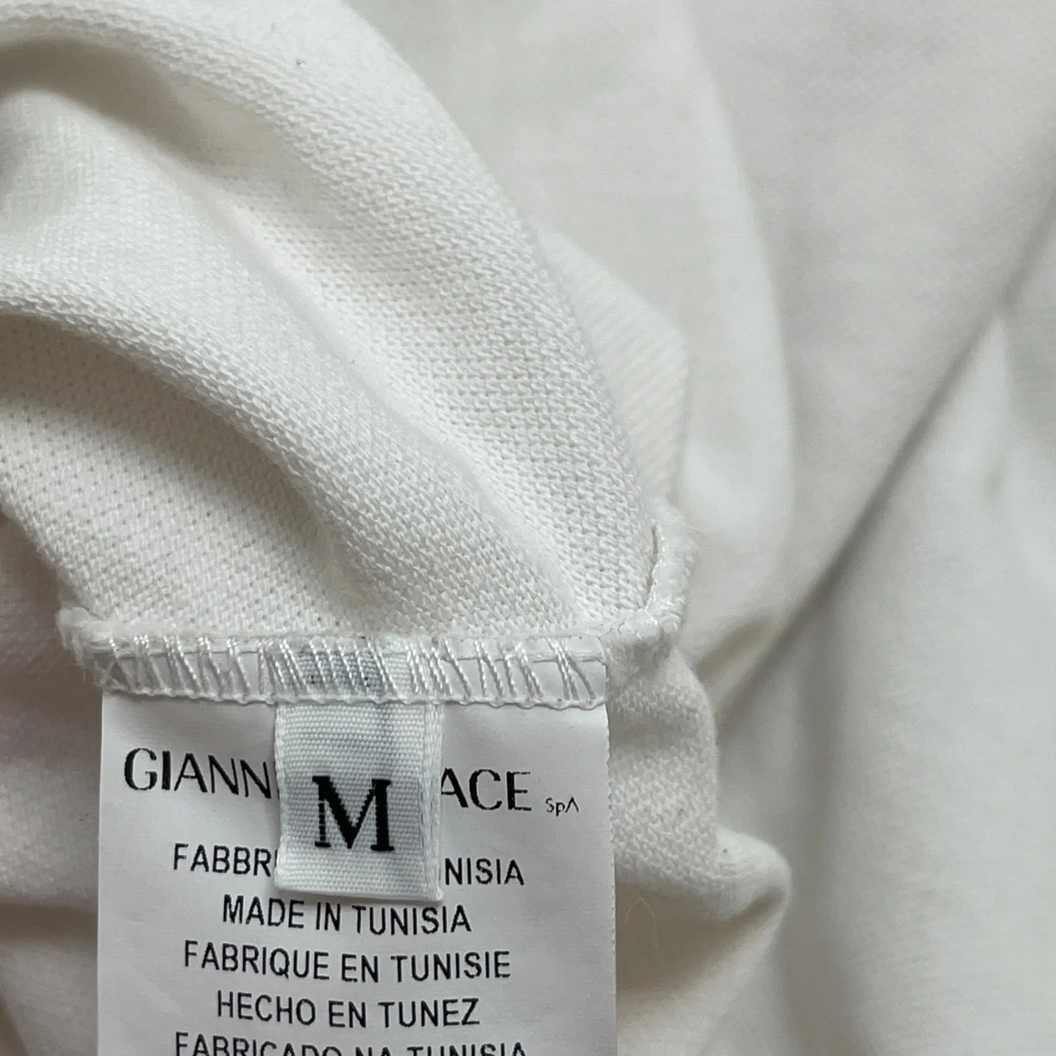 Men's Embossed Logo Polo Shirt White Size M - Image 8