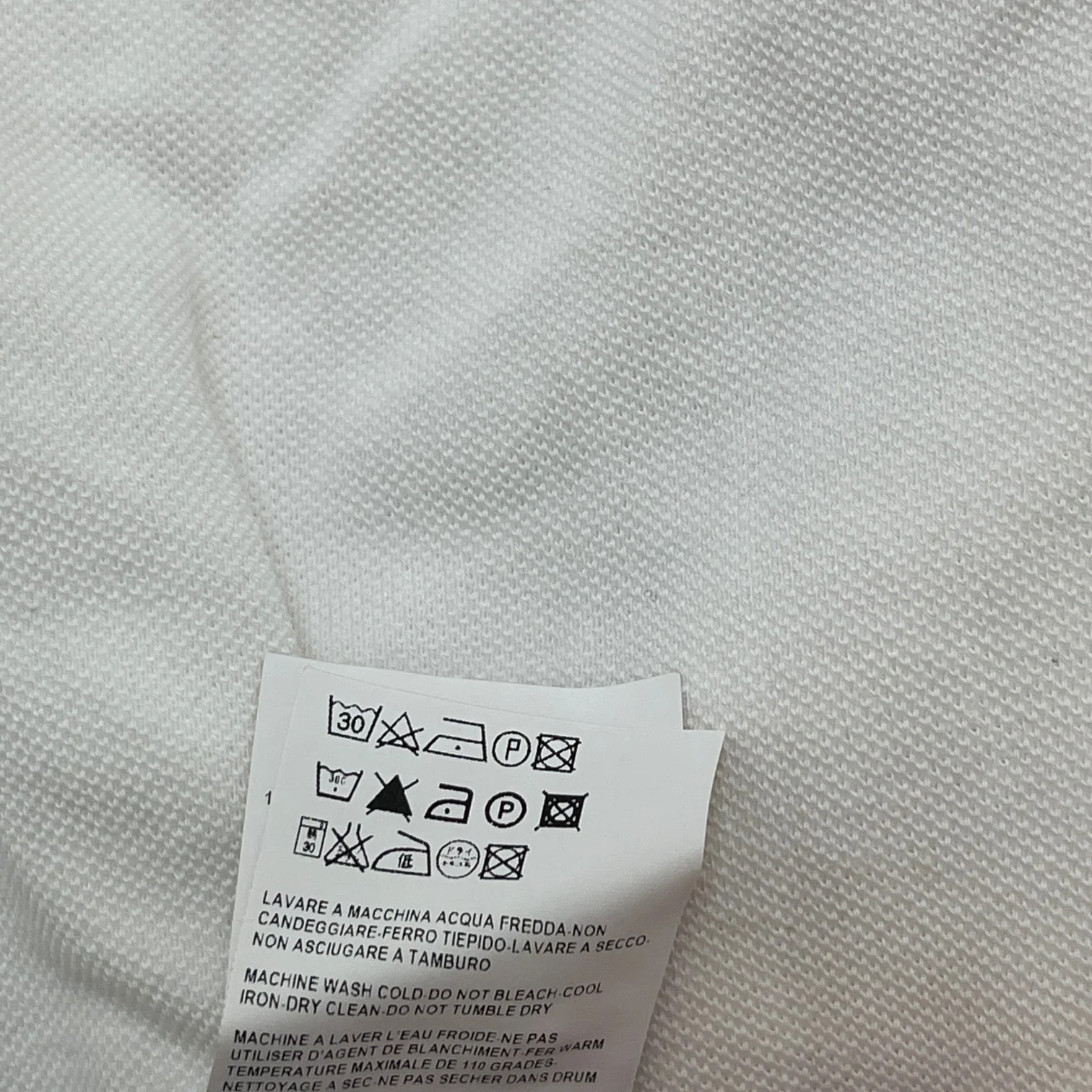 Men's Embossed Logo Polo Shirt White Size M - Image 9