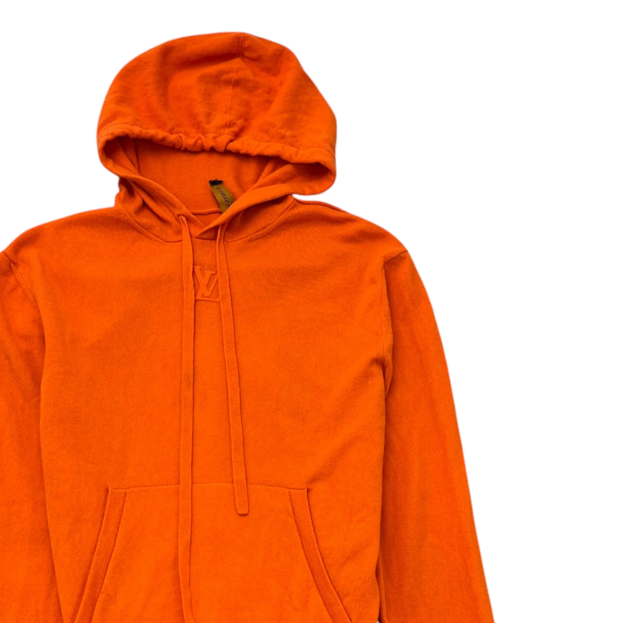 Men's Embossed Lv Hoodie Orange Size M - Image 3