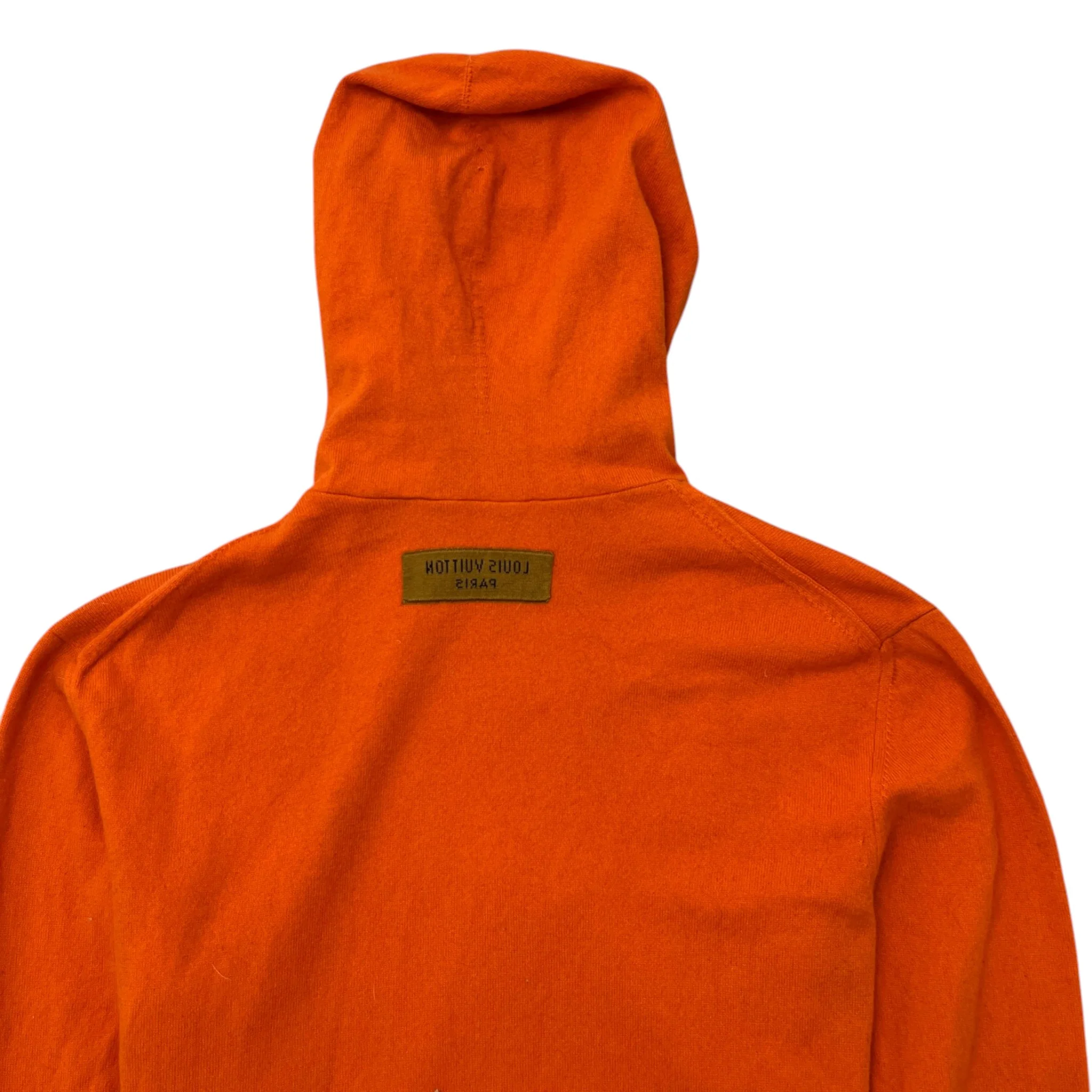 Men's Embossed Lv Hoodie Orange Size M - Image 4