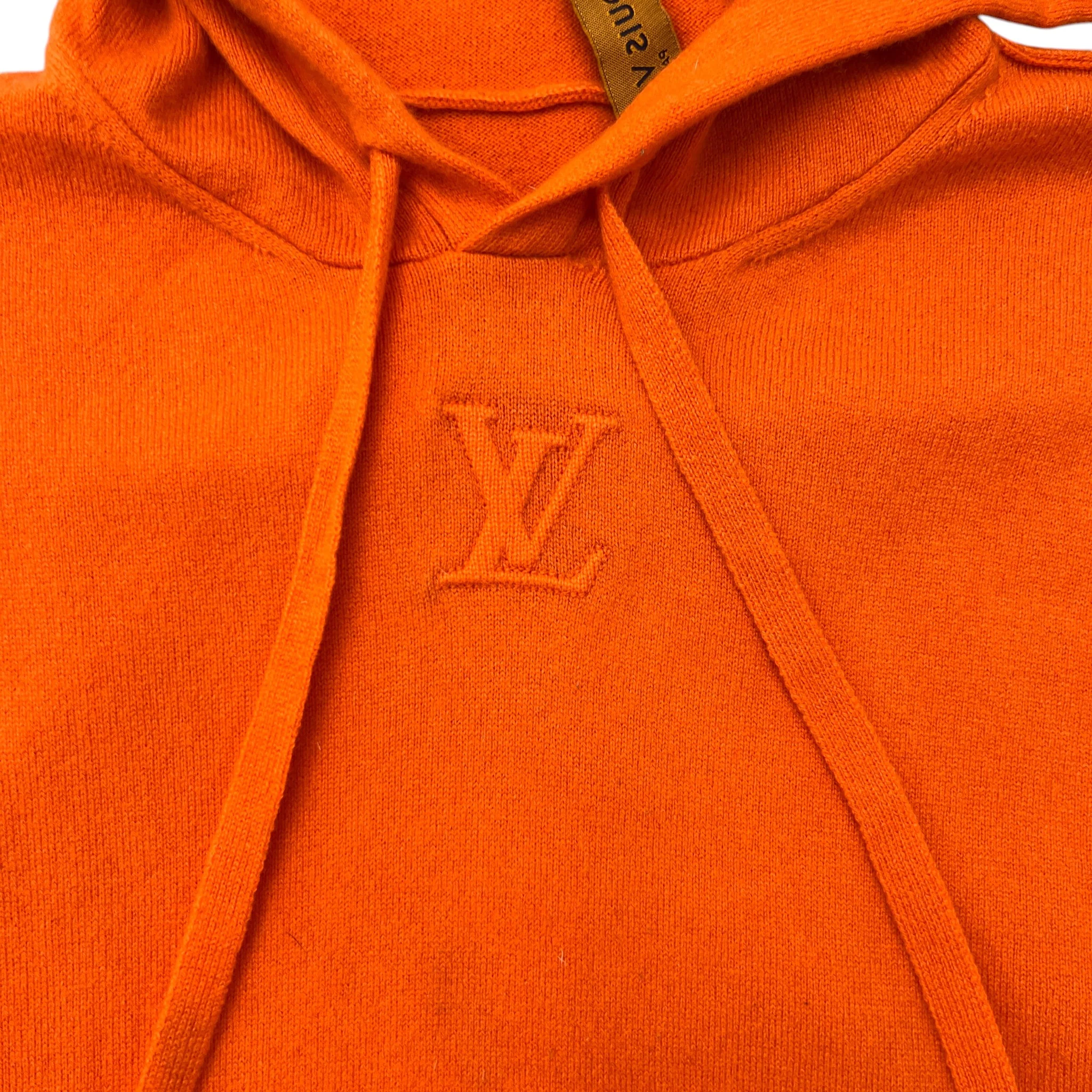 Men's Embossed Lv Hoodie Orange Size M - Image 6