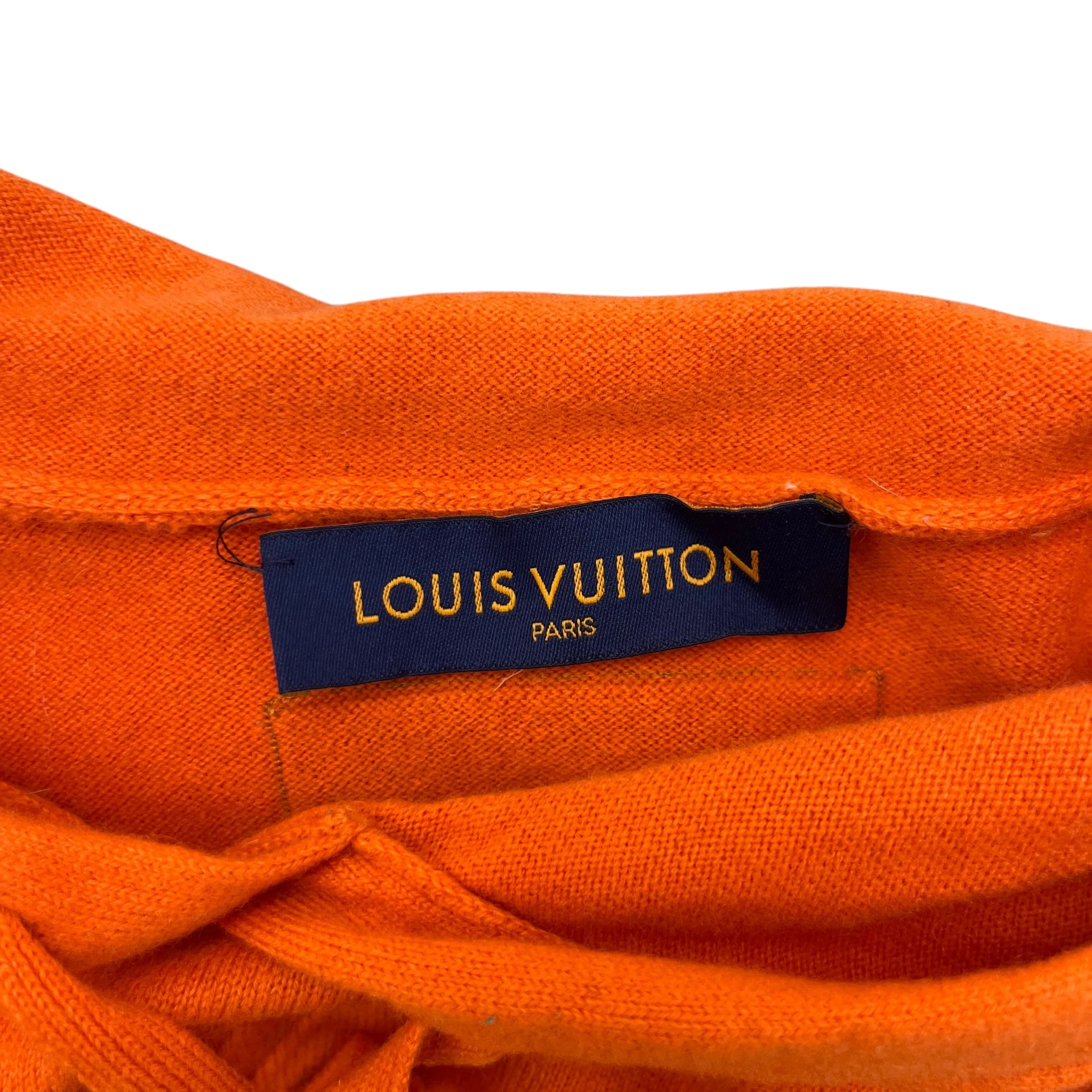 Men's Embossed Lv Hoodie Orange Size M - Image 7