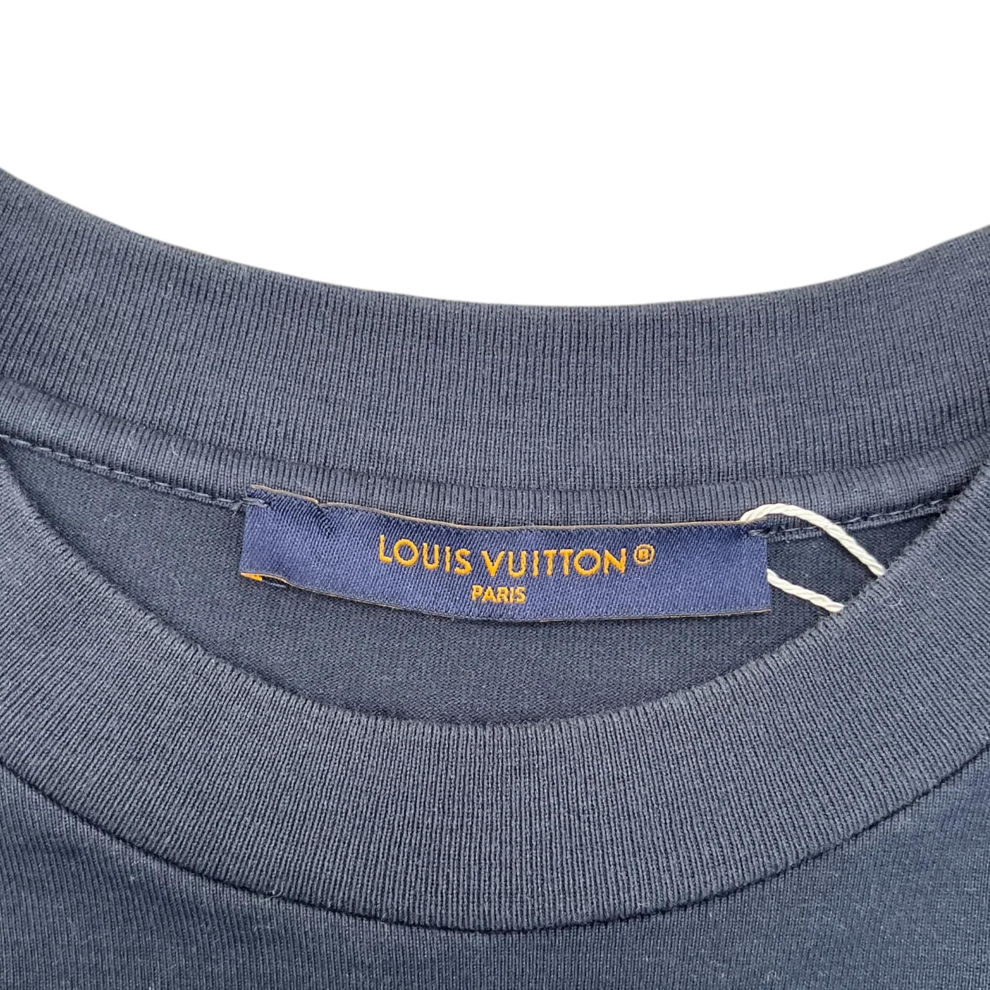 Men's Embossed Lv T-Shirt Navy Size XS - Image 6