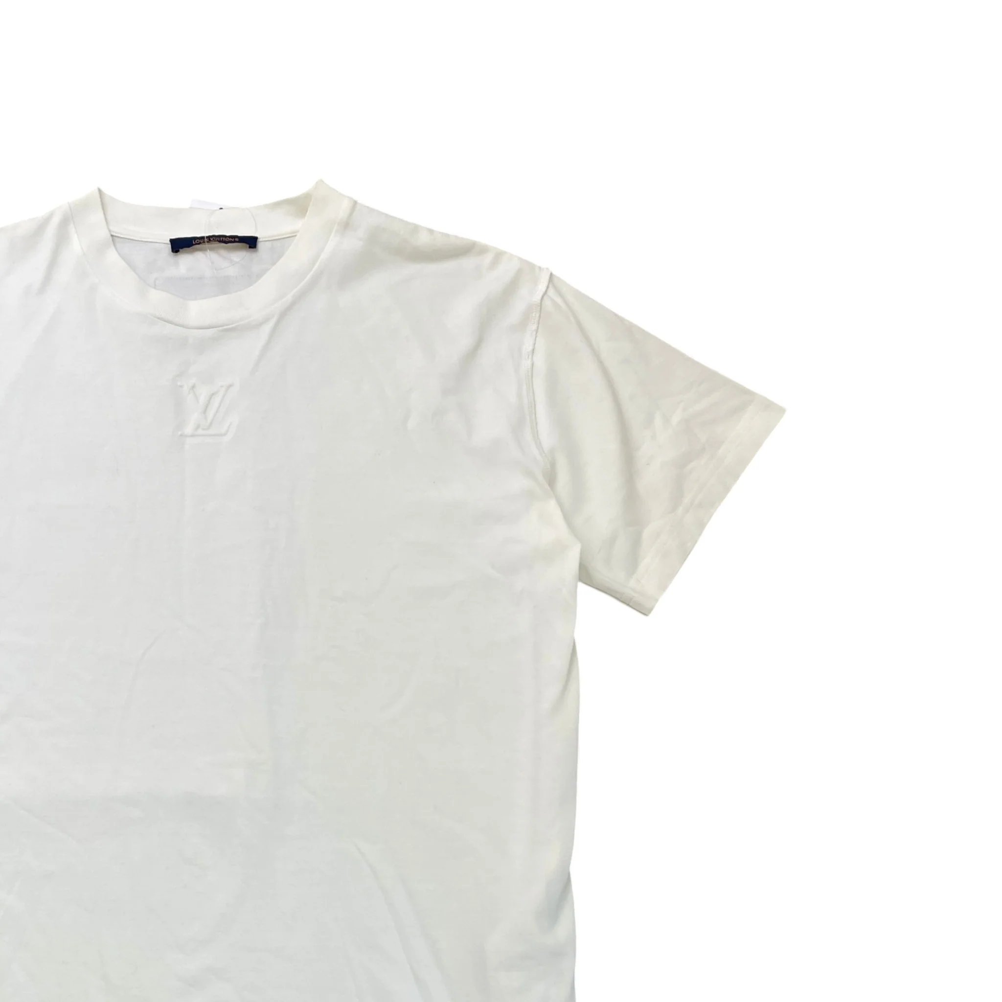 Men's Embossed Lv T-Shirt White Size M - Image 3